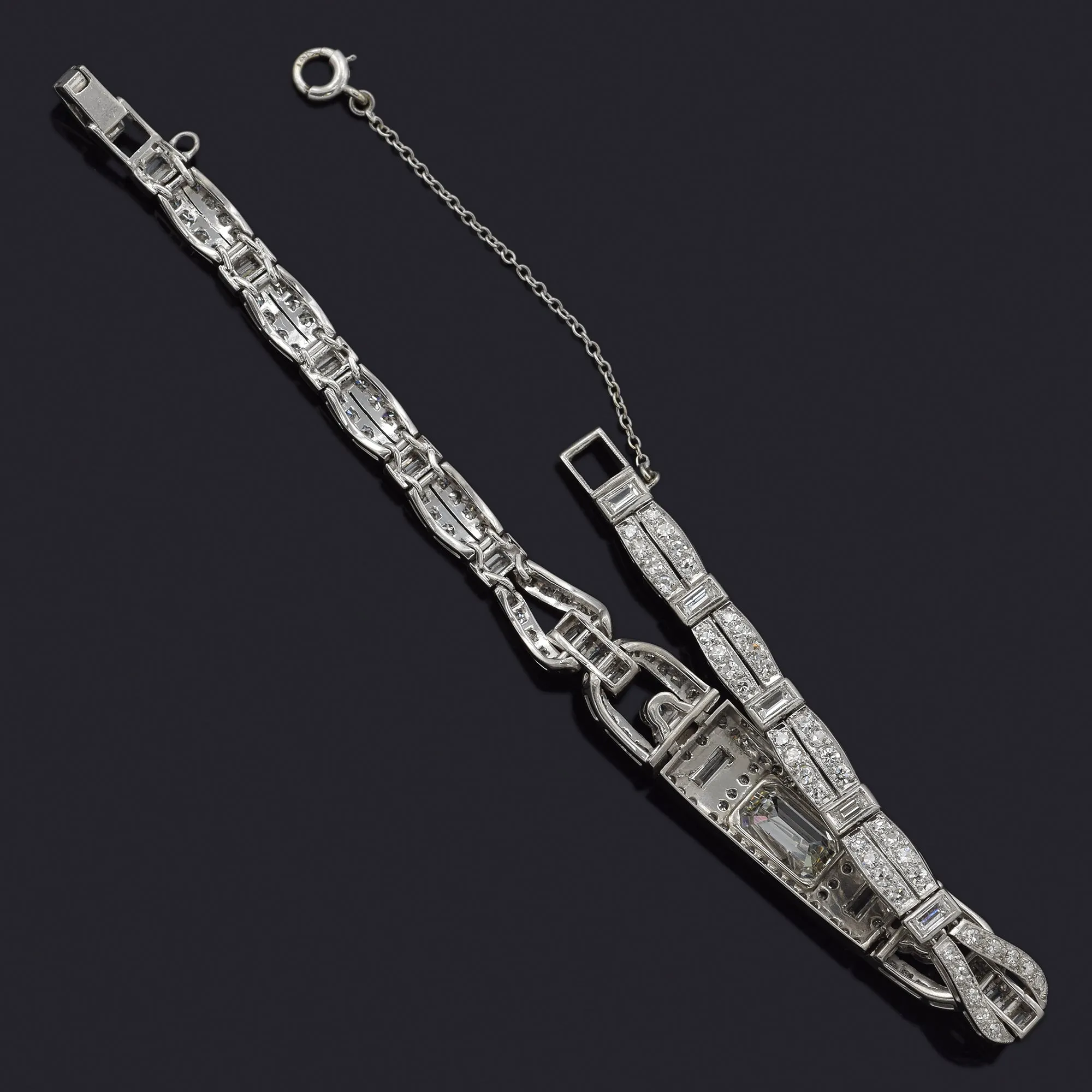 GIA Antique Art Deco Platinum 5.90 TCW Diamond Tennis Bracelet