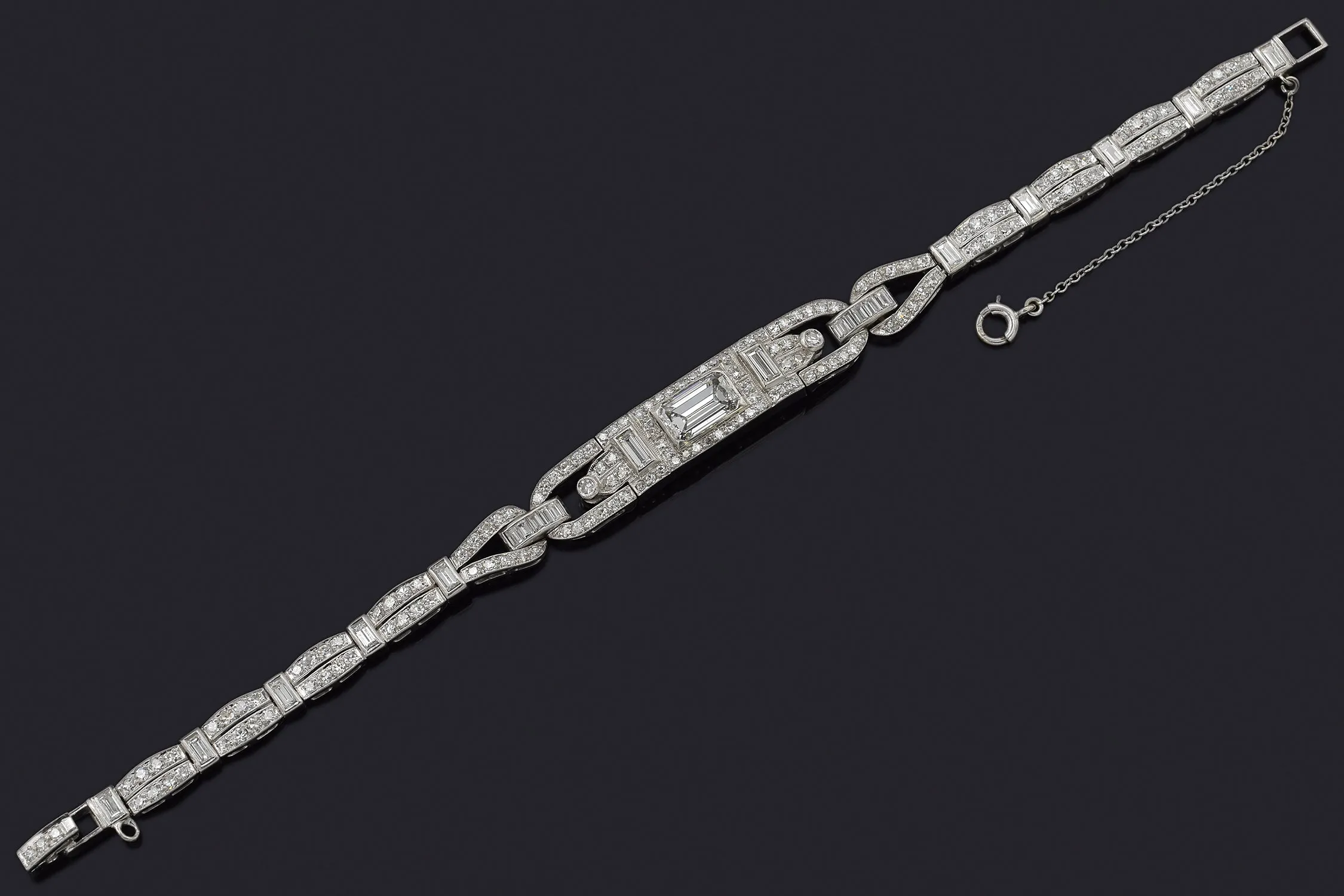 GIA Antique Art Deco Platinum 5.90 TCW Diamond Tennis Bracelet