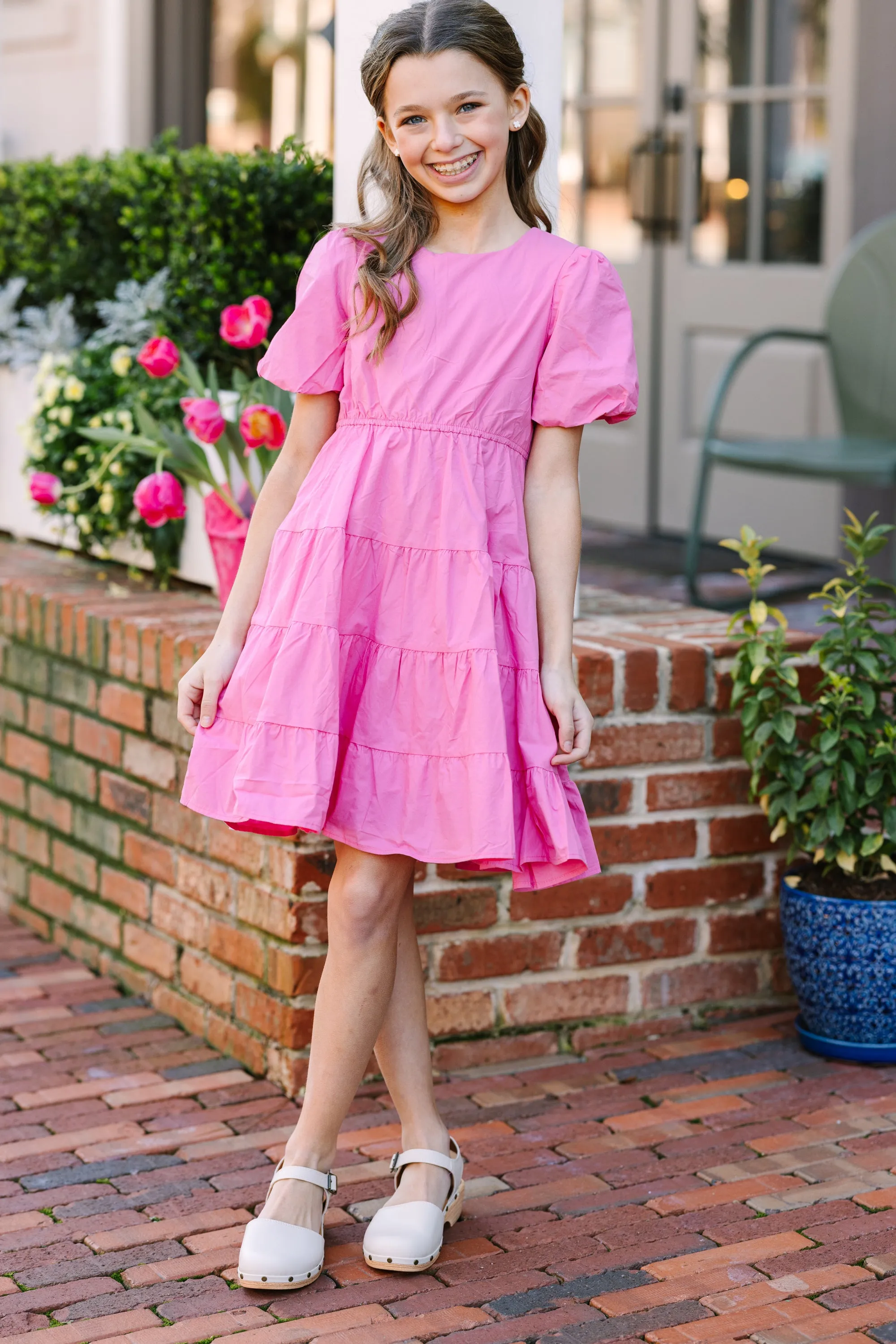 Girls: All True Pink Tiered Dress