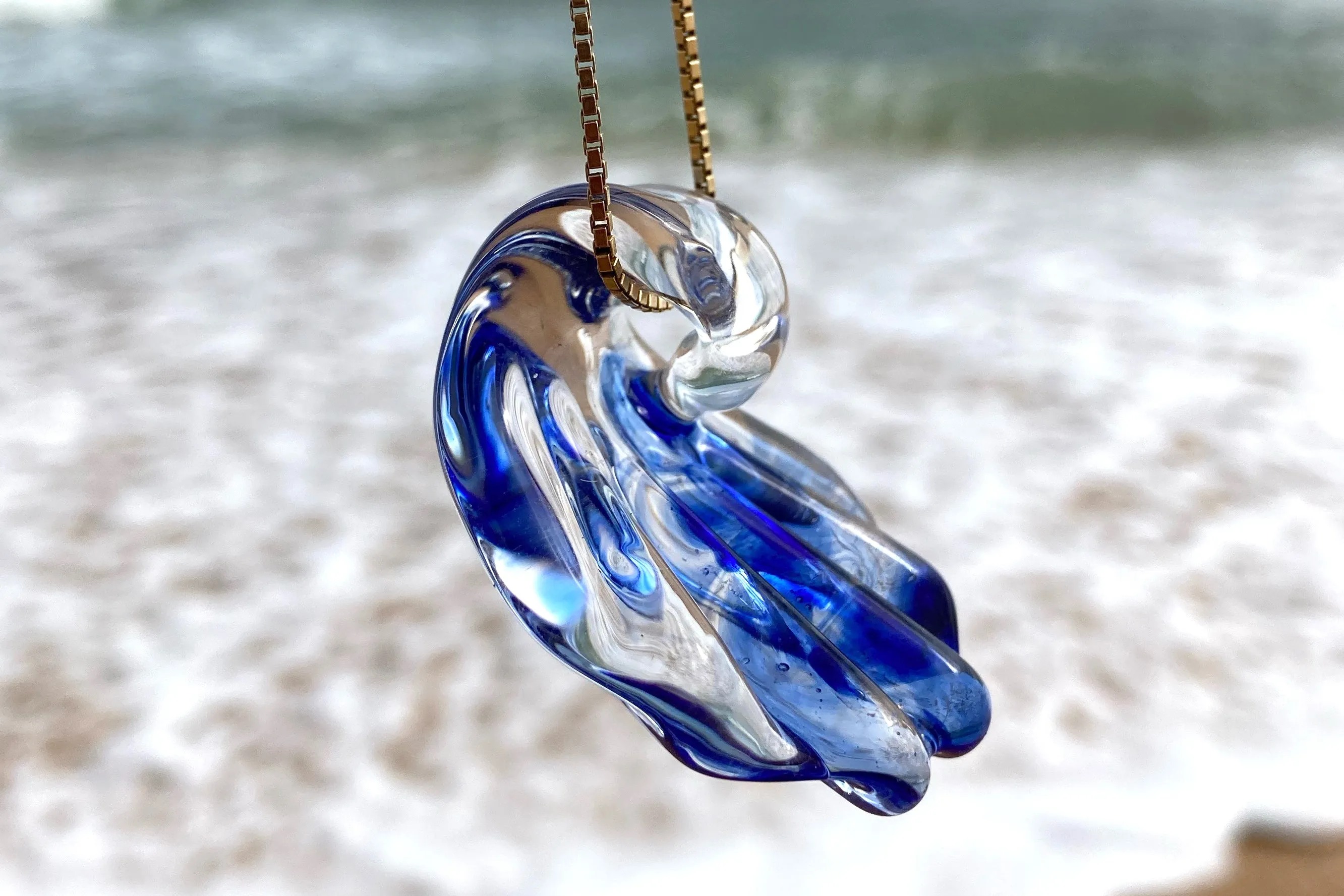 Glass Wave Suncatcher with Cremation Ash