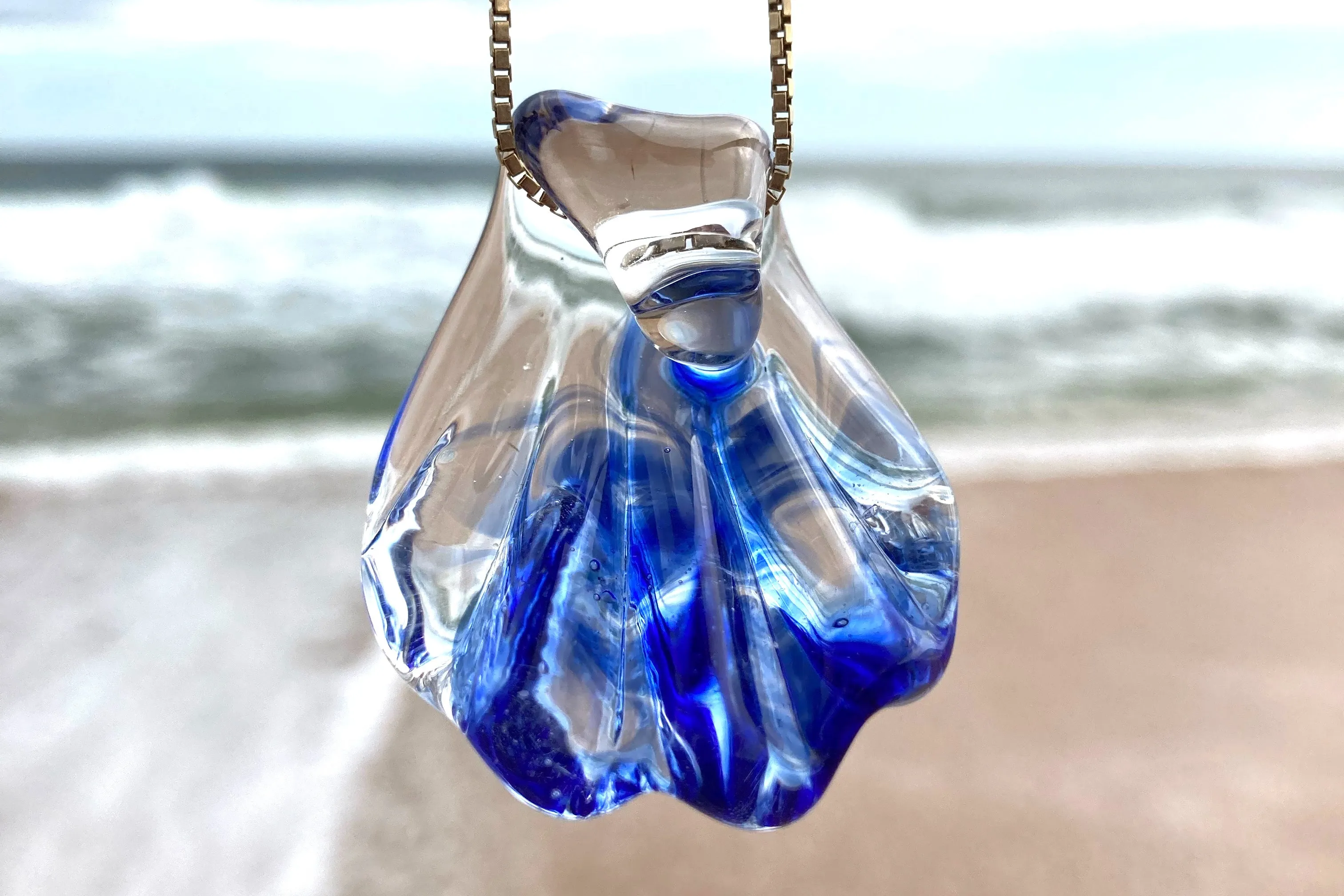 Glass Wave Suncatcher with Cremation Ash