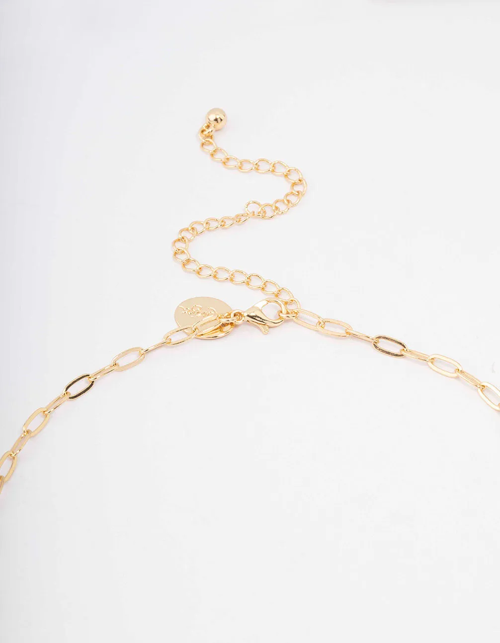 Gold Plated Alternating Cubic Zirconia & Pearl Link Short Necklace