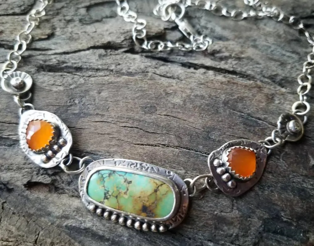 Green Turquoise Carnelian Necklace