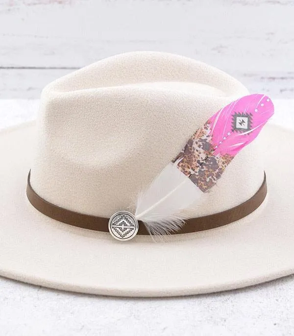 HAT FEATHER PIN   Pink aztec