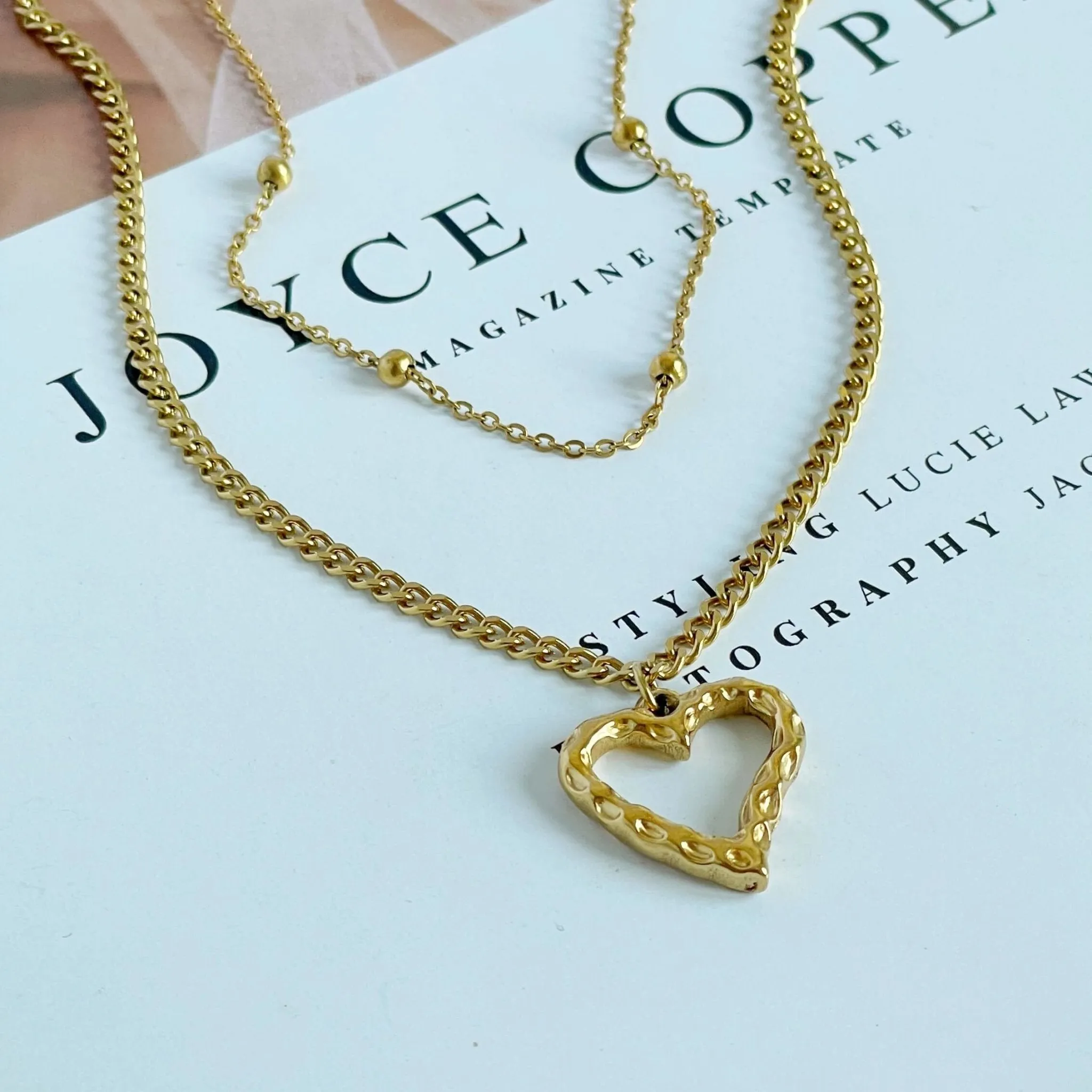 Hollow Love Double Chain Necklace