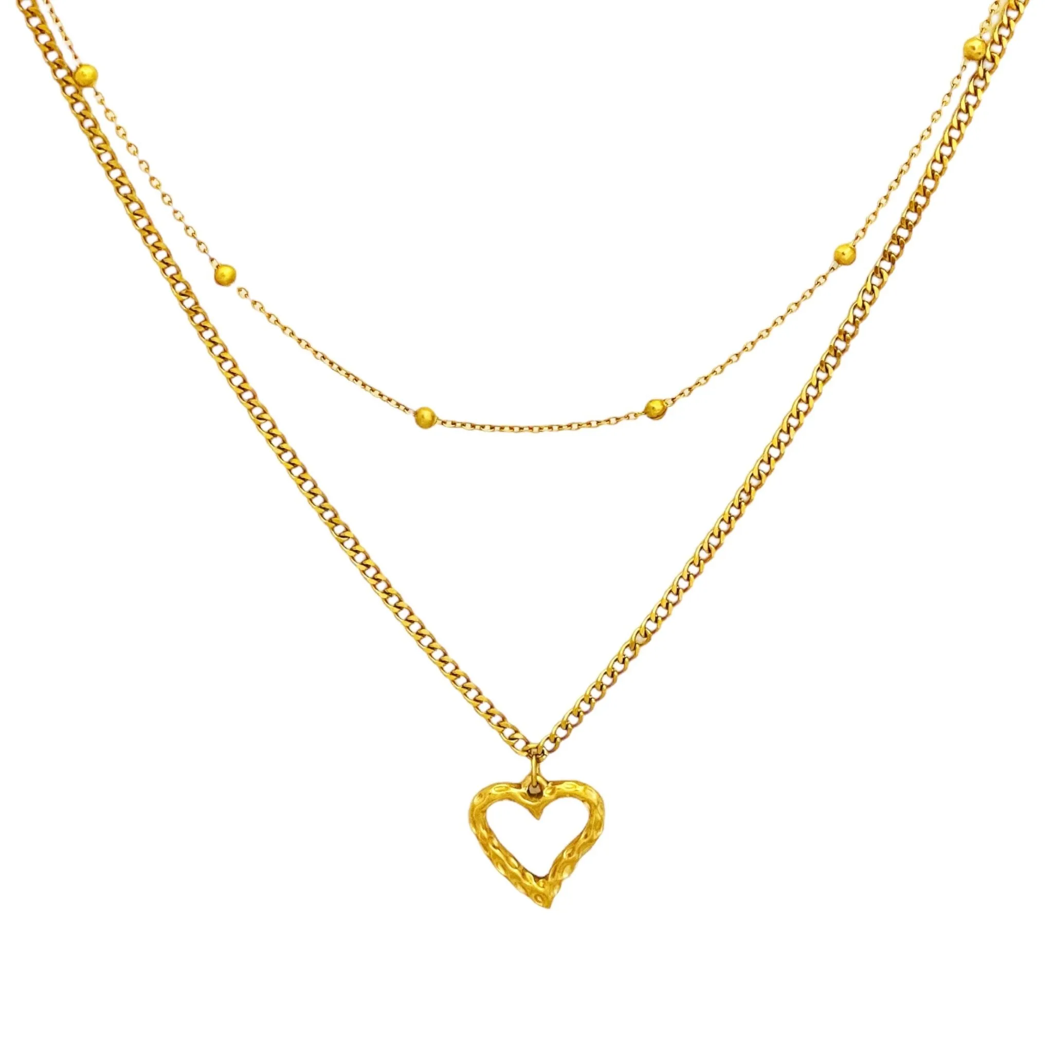 Hollow Love Double Chain Necklace