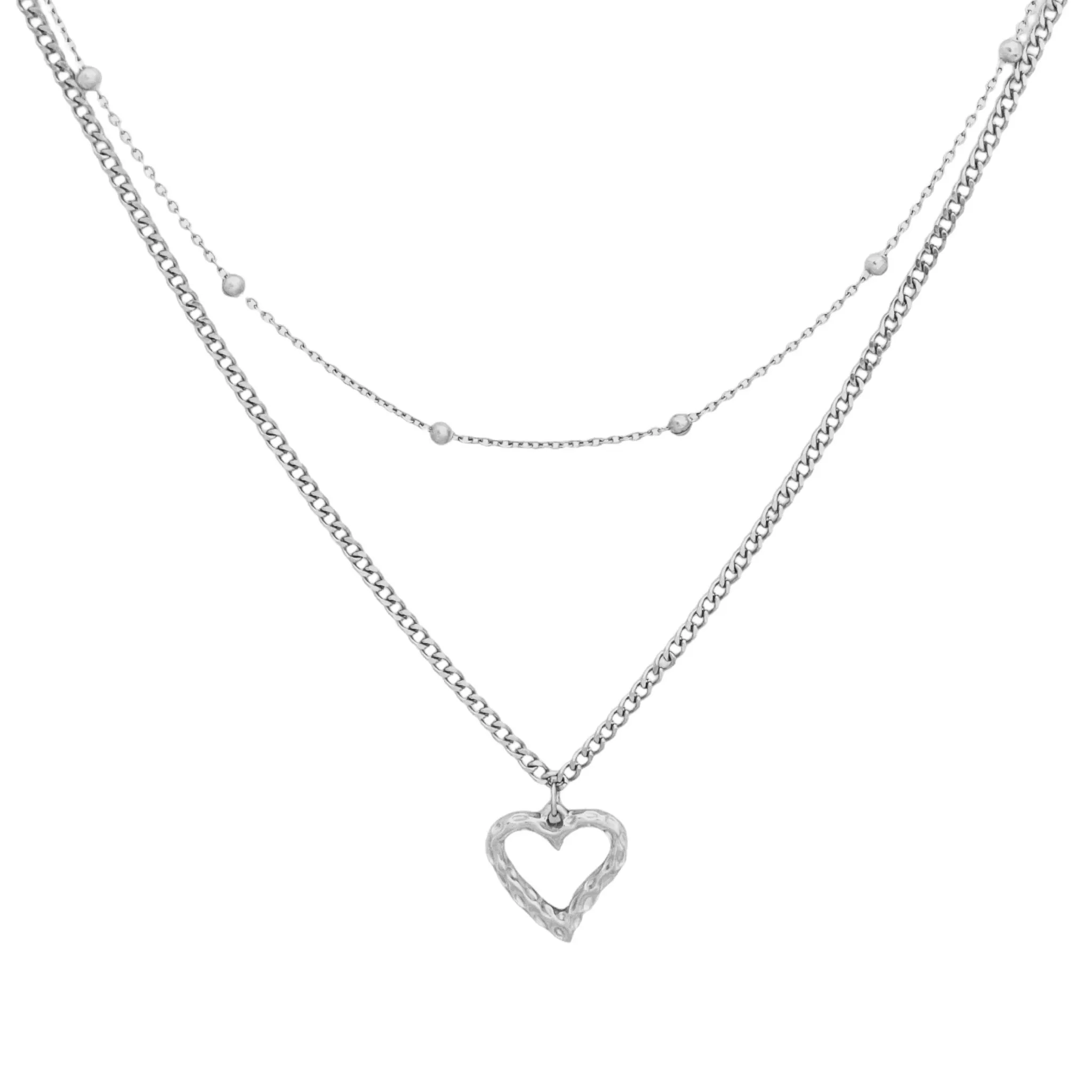 Hollow Love Double Chain Necklace