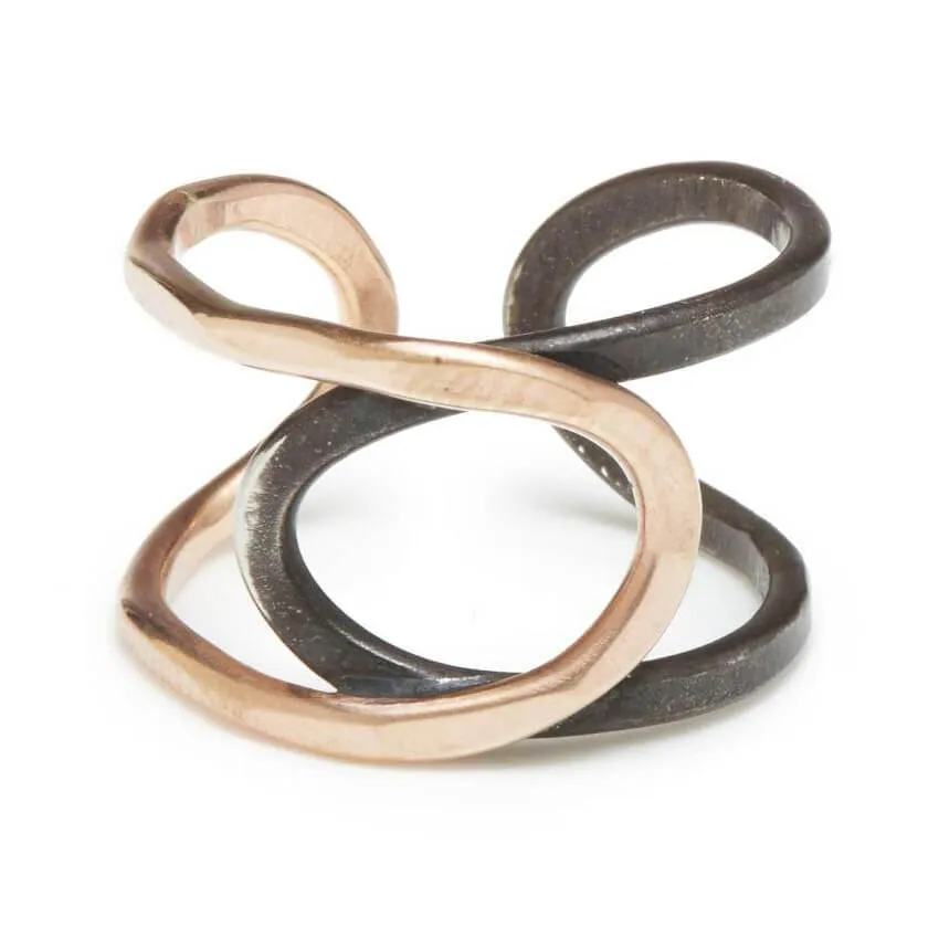 J & I Arching Open Space Ovals Ring