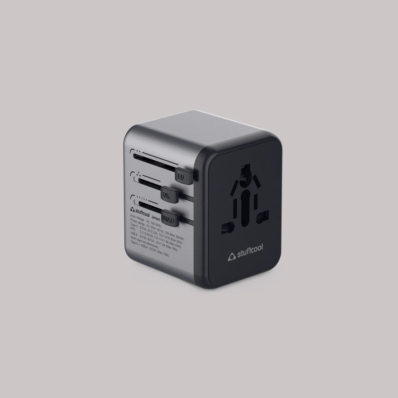 Jetset Universal World Travel Adapter with PD20W Type C port