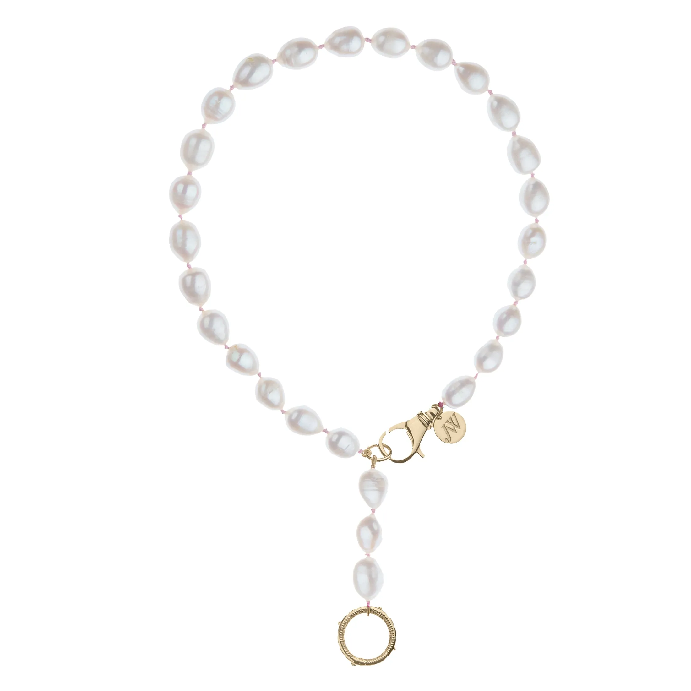 Lariat Pearl Necklace in White Pearl