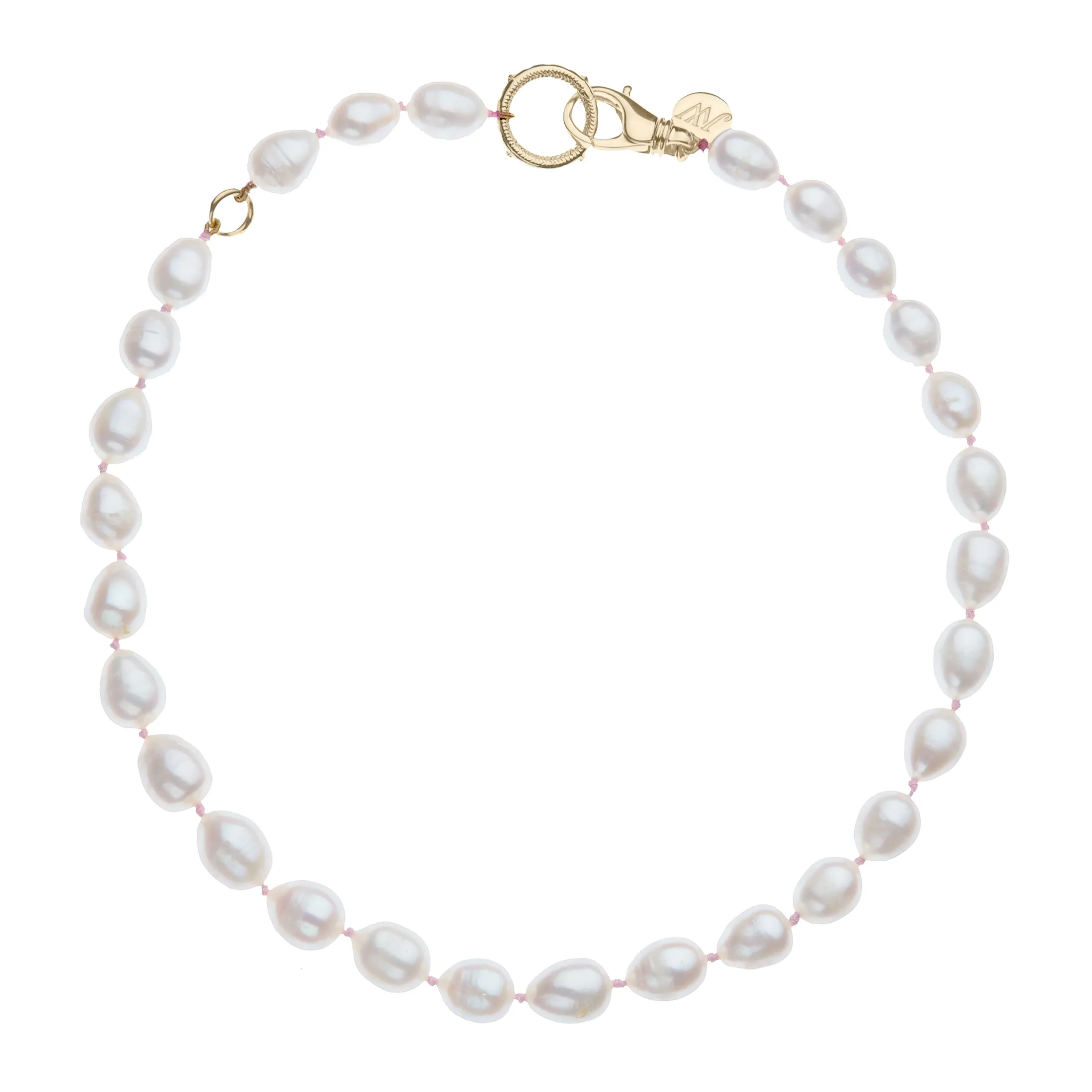 Lariat Pearl Necklace in White Pearl