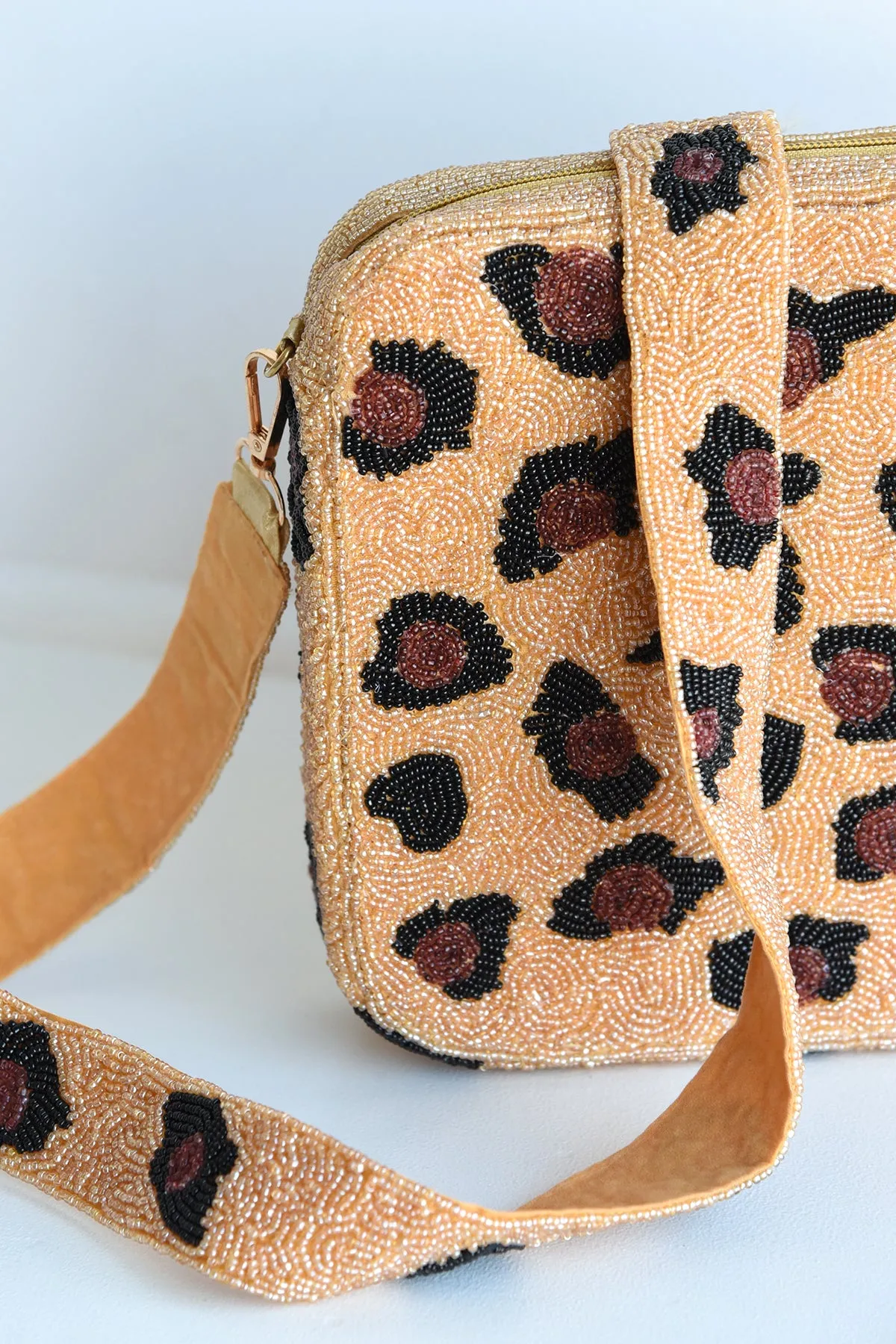 LEOPARD BEADED CROSSBODY