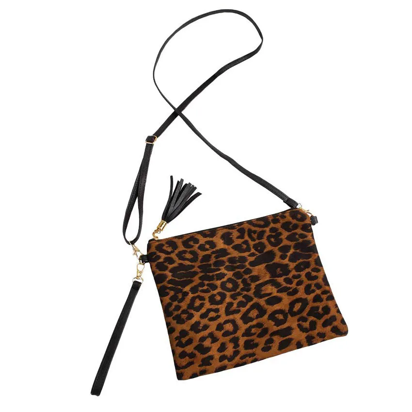 Leopard Print Crossbody Clutch Bag