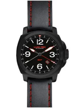 Lum-Tec Mens M-Series GMT Watch - Matte Black w/ Red - 300M Water Resistance