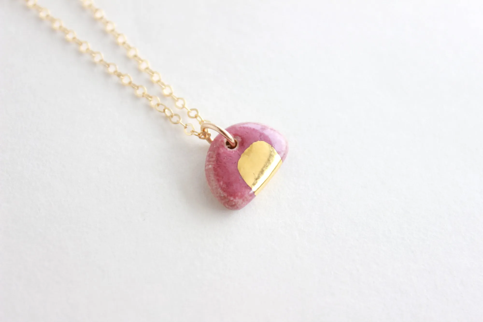 Mini Stoneware Gold Half Circle Charm Necklace