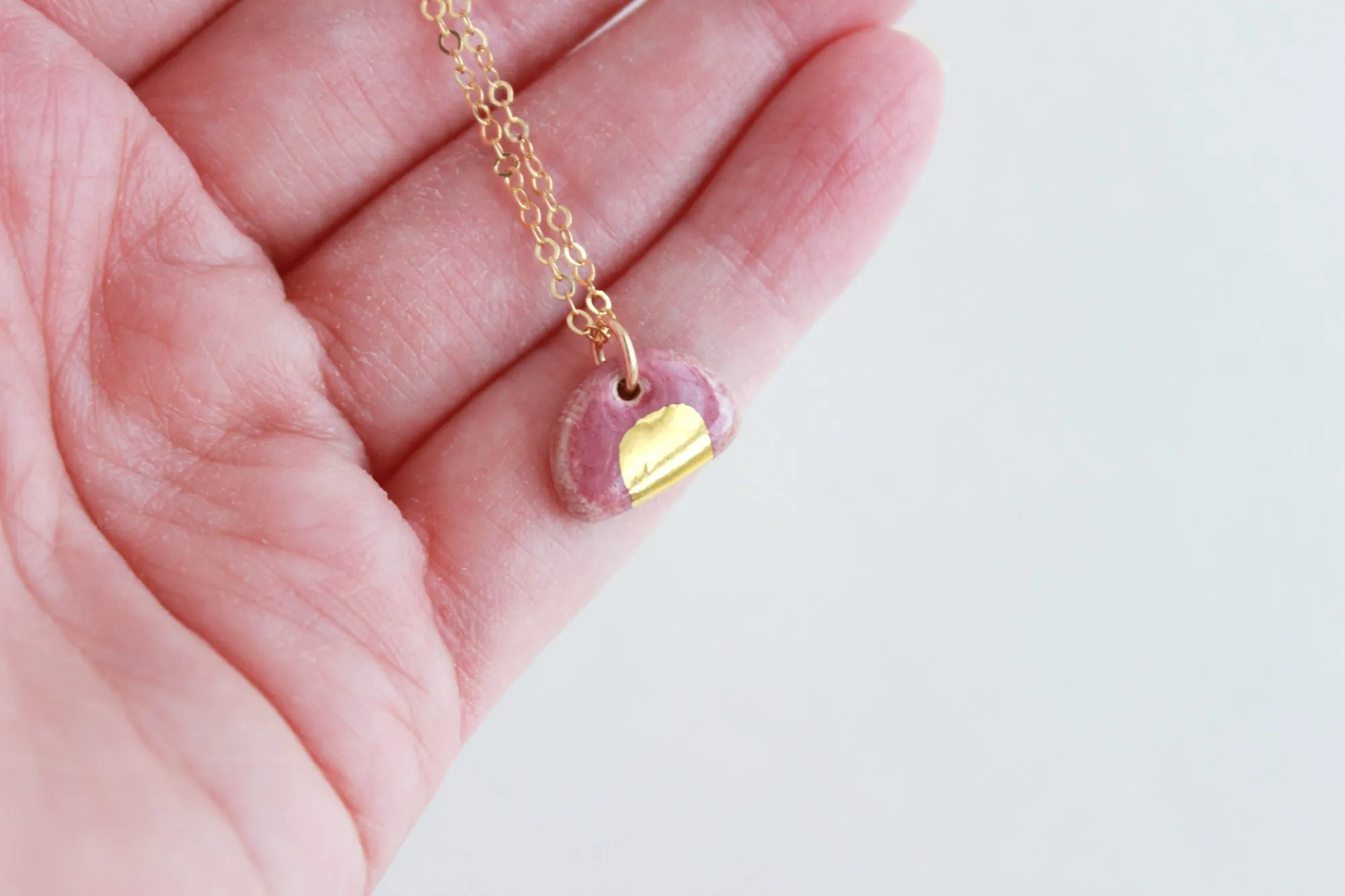 Mini Stoneware Gold Half Circle Charm Necklace