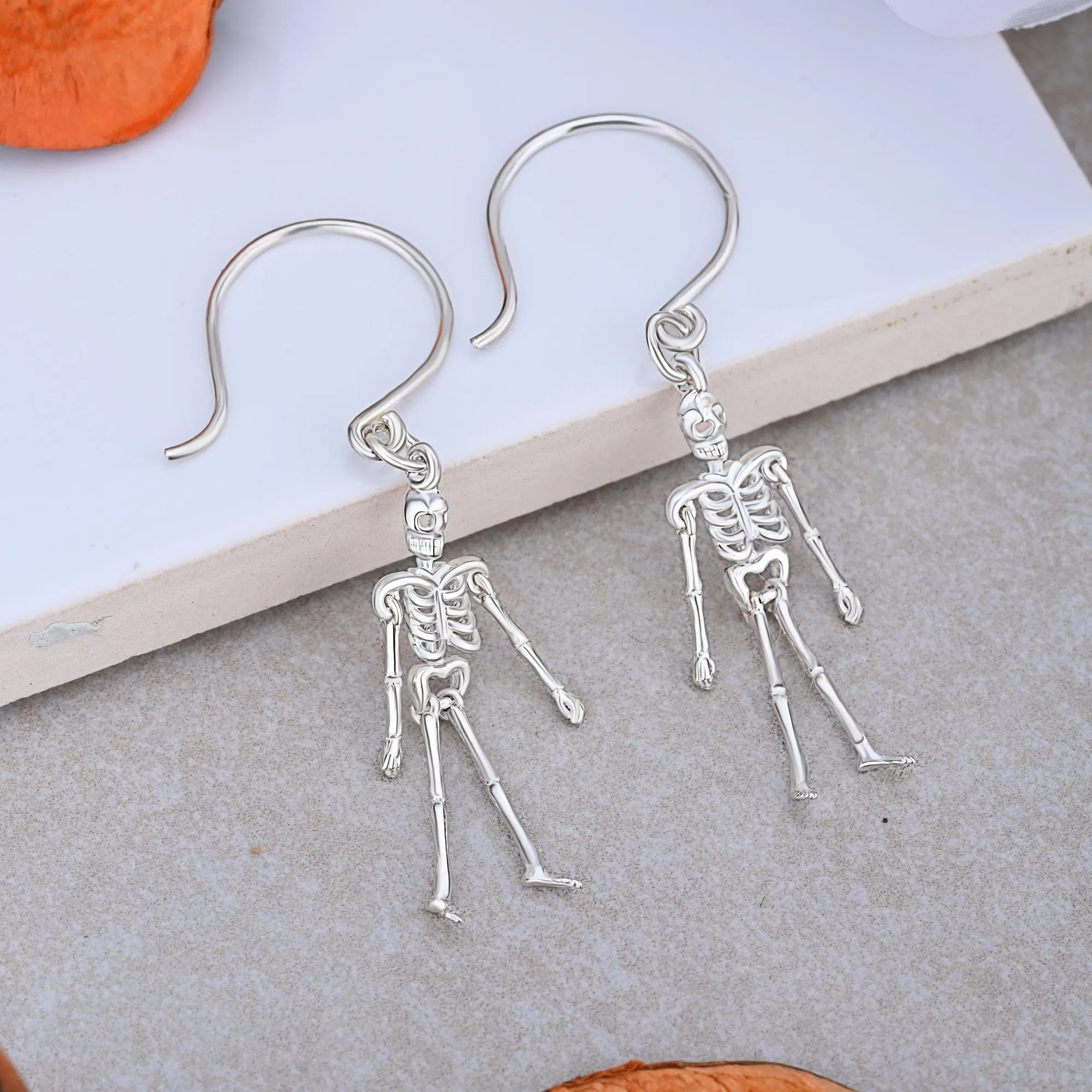 Moveable Skeletons Dangle Earrings Sterling Silver