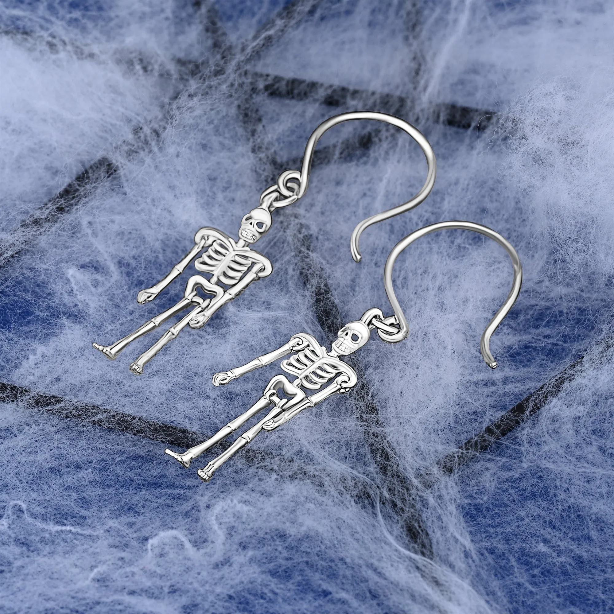 Moveable Skeletons Dangle Earrings Sterling Silver