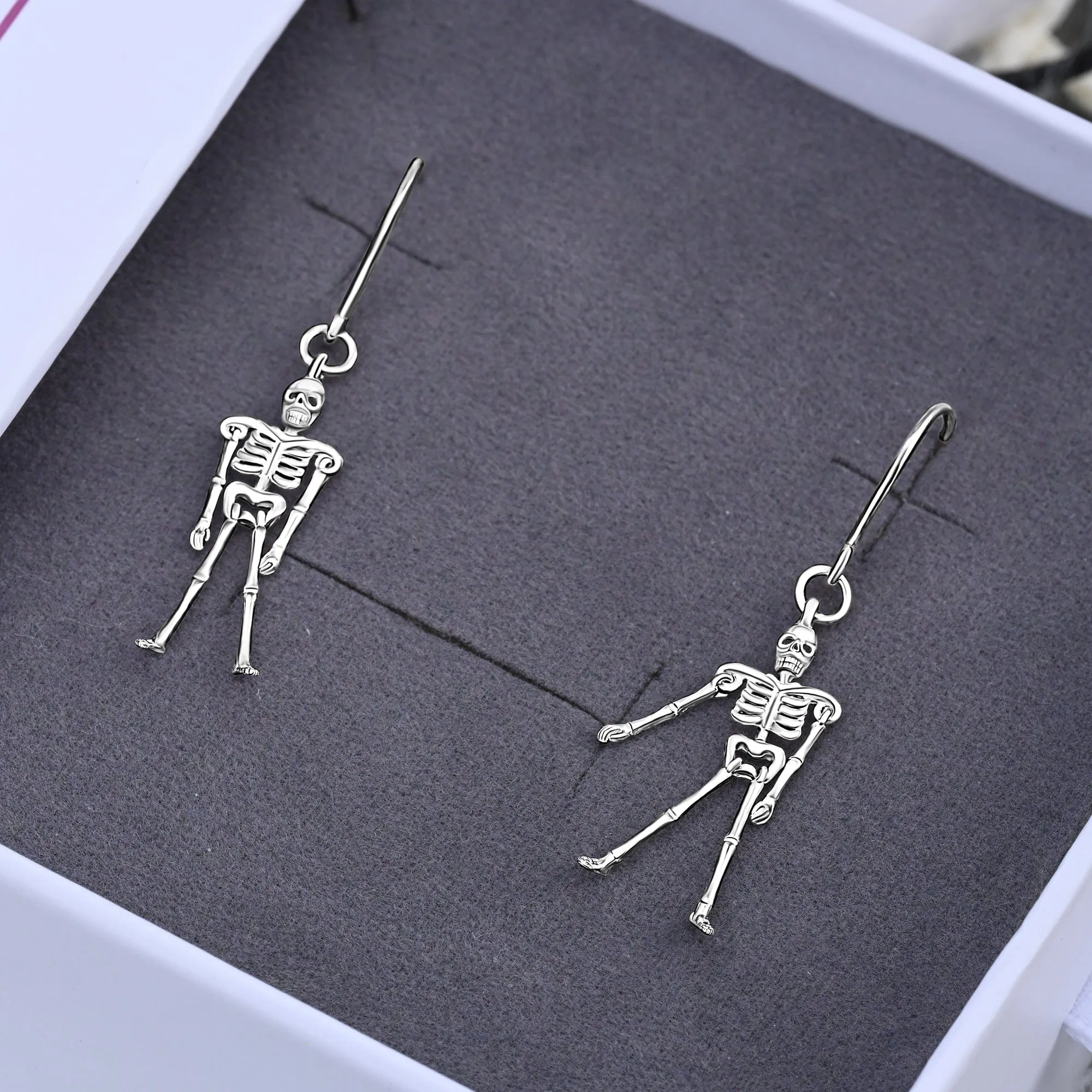 Moveable Skeletons Dangle Earrings Sterling Silver