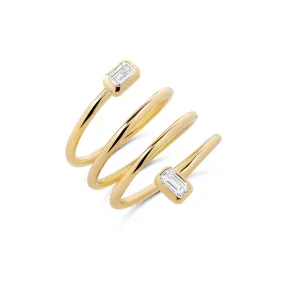 Multishape Diamond Bezels Statement Spiral Ring