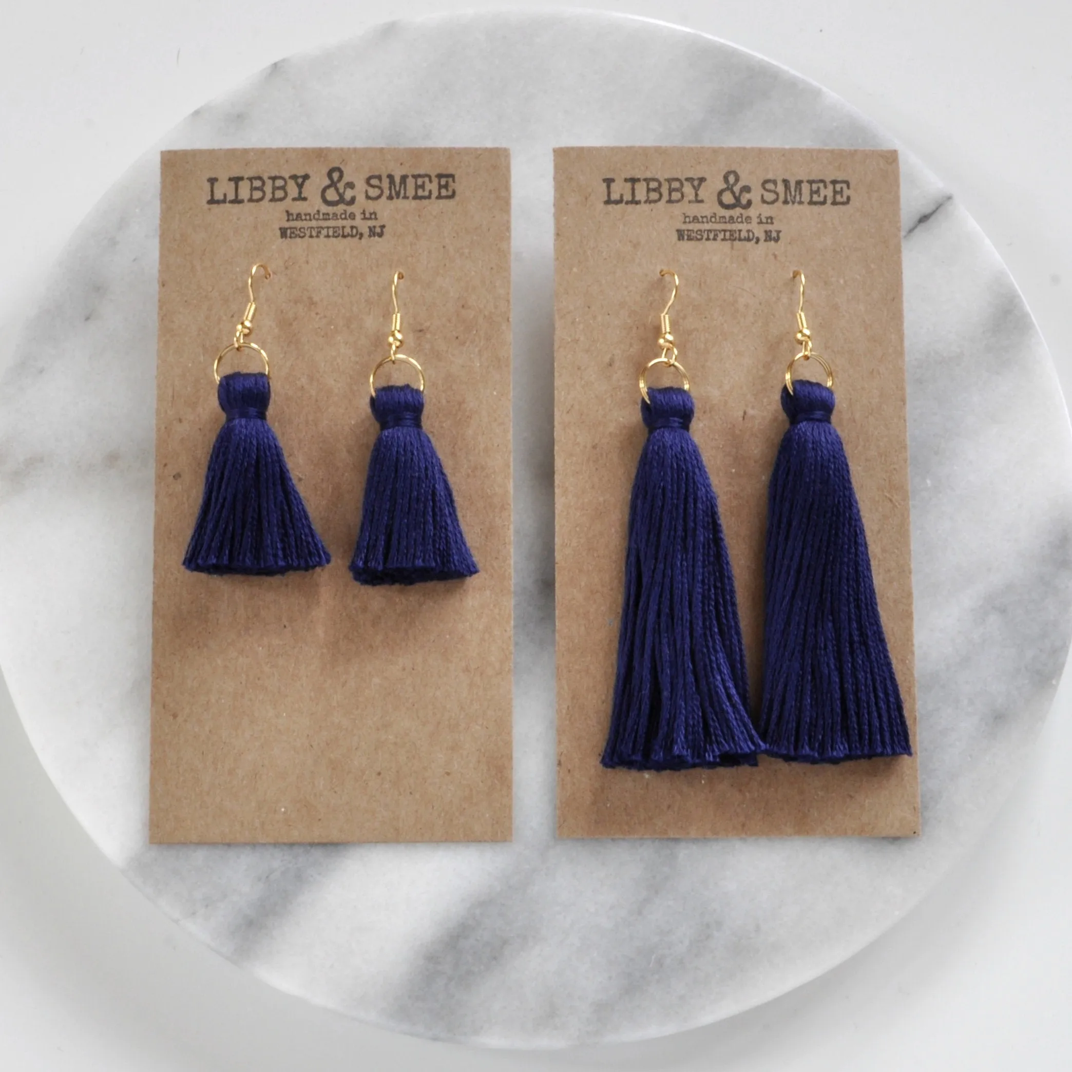 Navy Blue Long Tassel Earrings