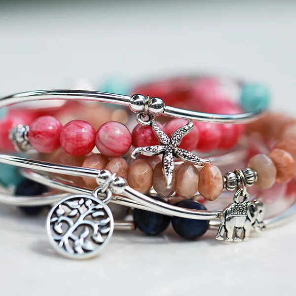 New Hampshire | Bangle Charm Bracelet | Amazonite-Courage