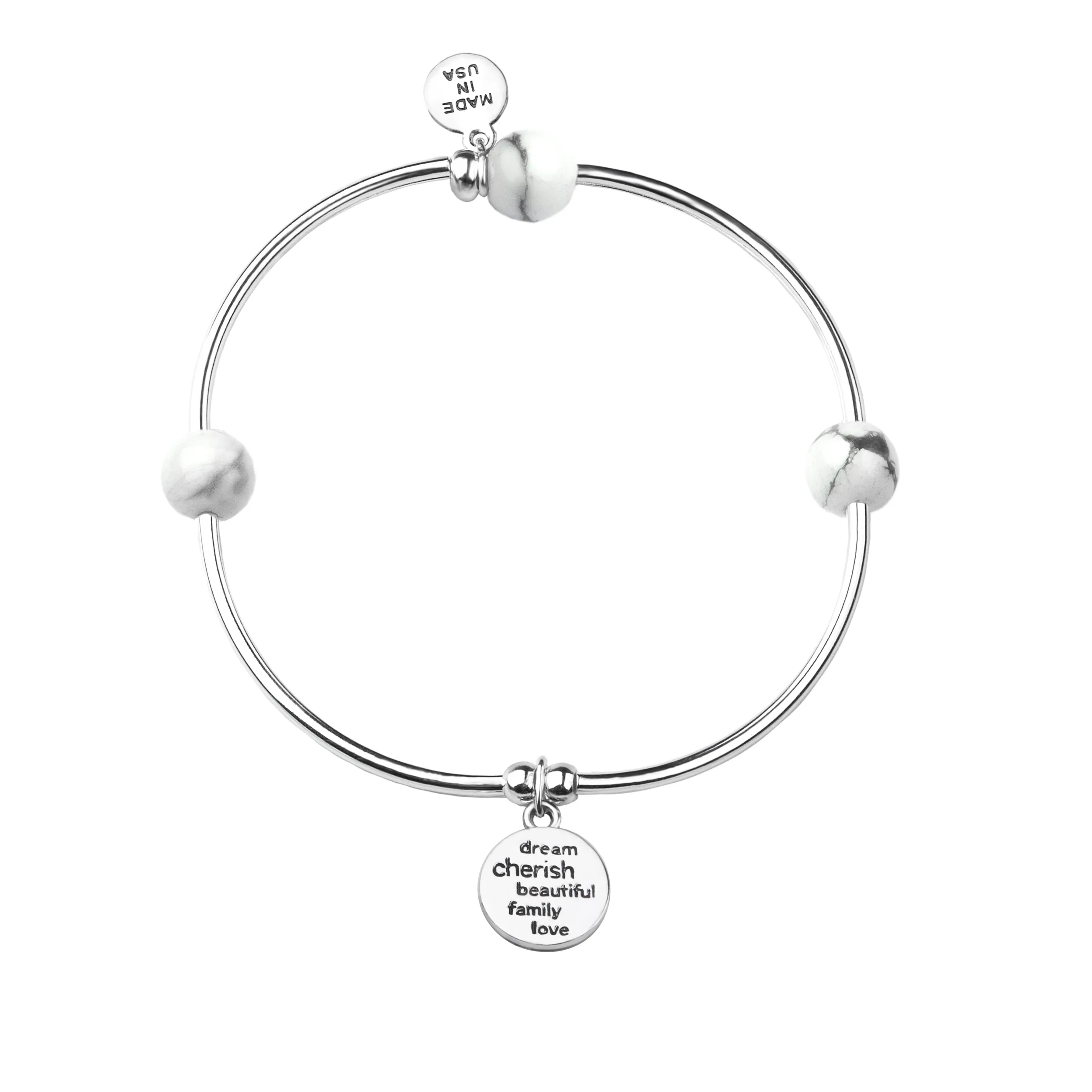 Niece | Soft Bangle Charm Bracelet | Rose Quartz