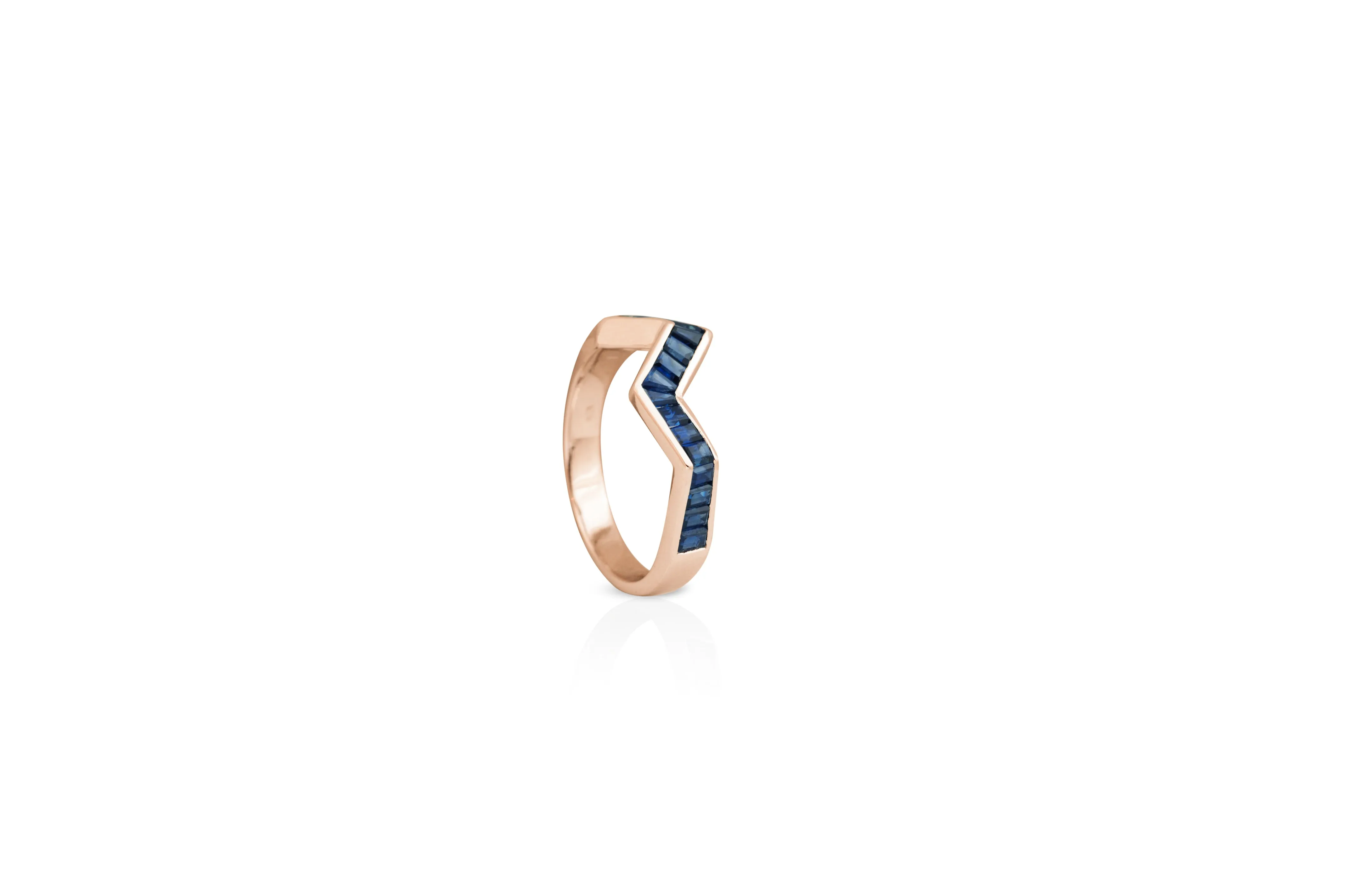 Origami Ziggy Blue Sapphire Ring in Rose Gold