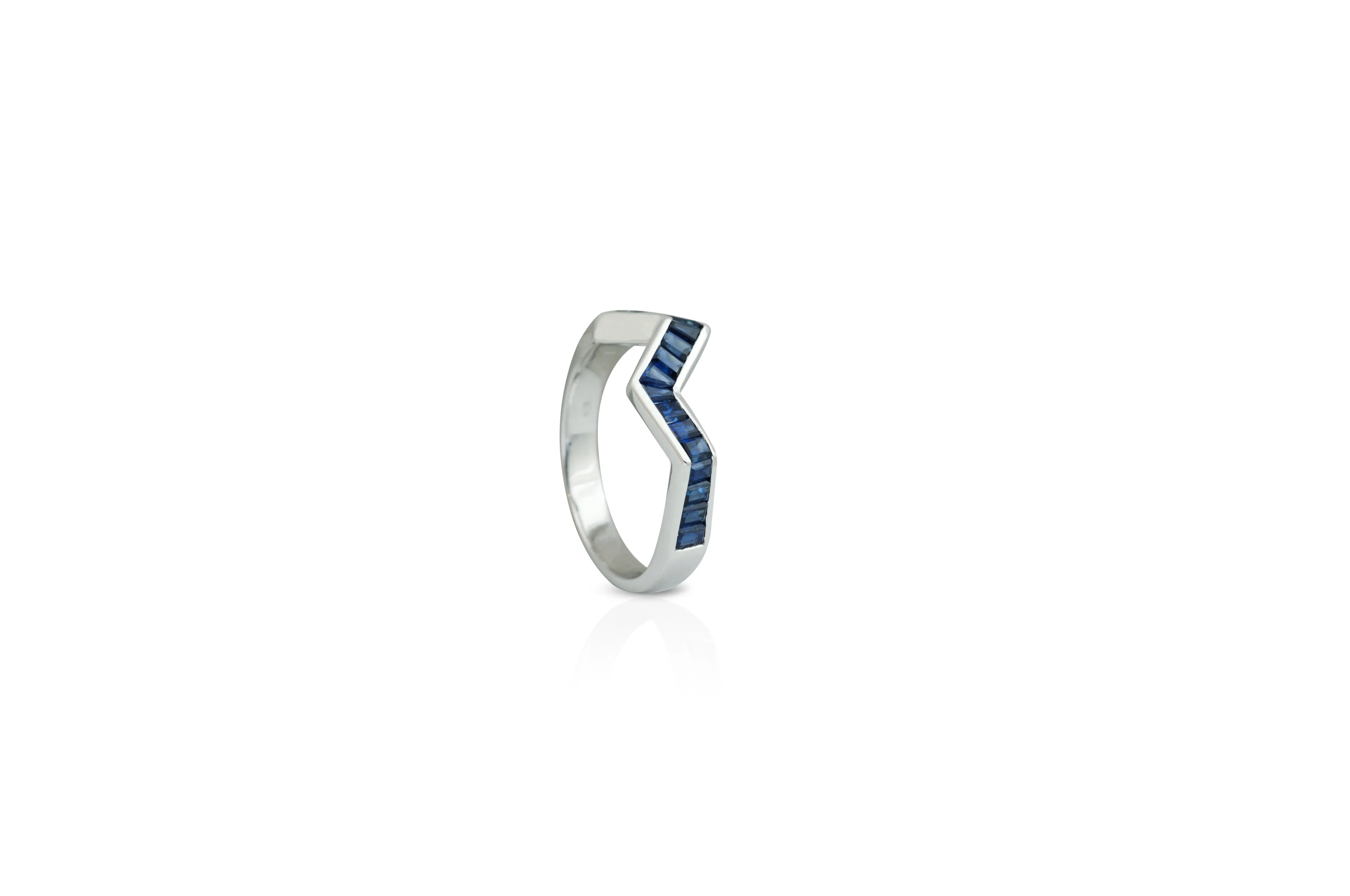 Origami Ziggy Blue Sapphire Ring in Rose Gold