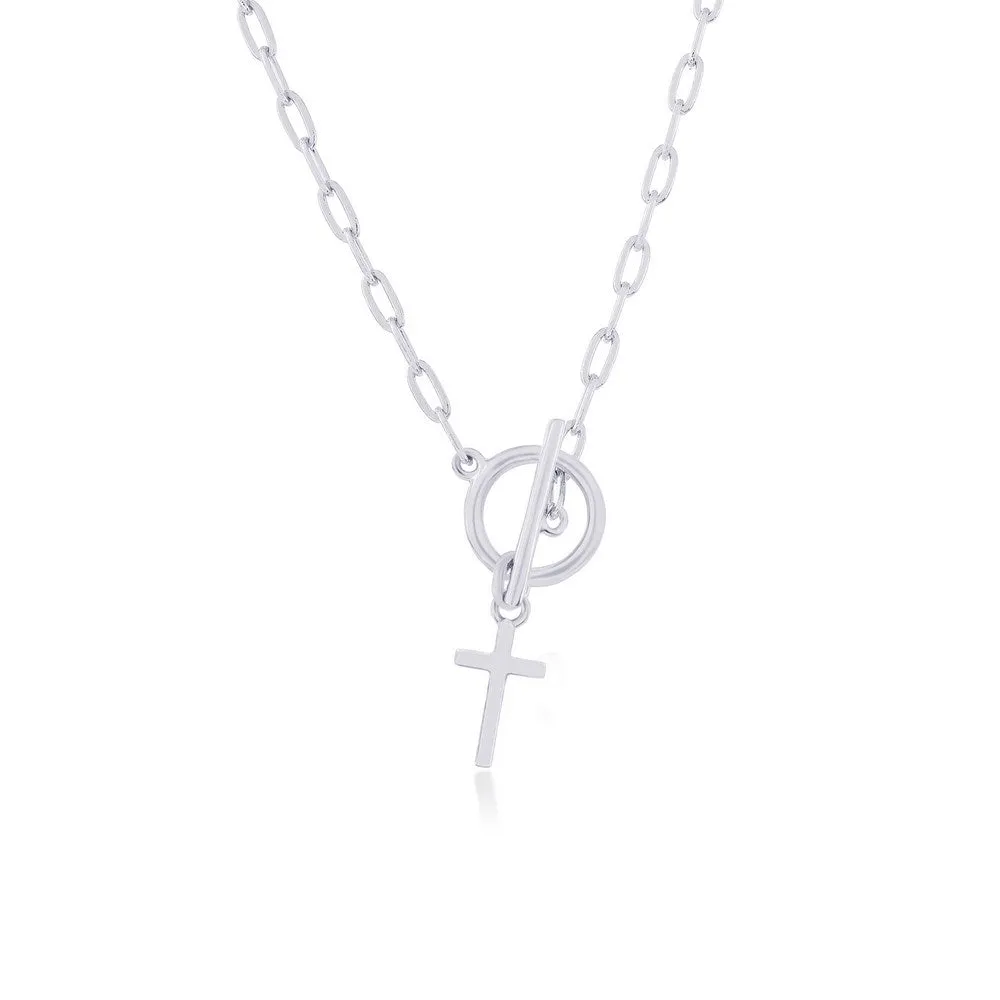 Paperclip Toggle Cross Necklace