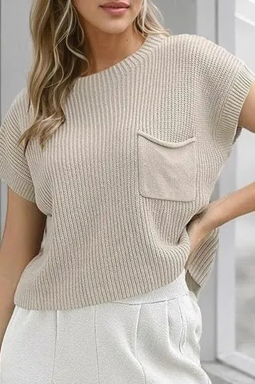 Patch Pocket Muscle Sweater Oatmeal