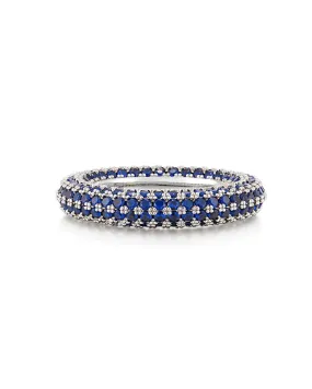 Pave Amalfi Ring- Blue Sapphire- Silver