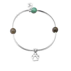 Paw Print | Soft Bangle Charm Bracelet | African Turquoise