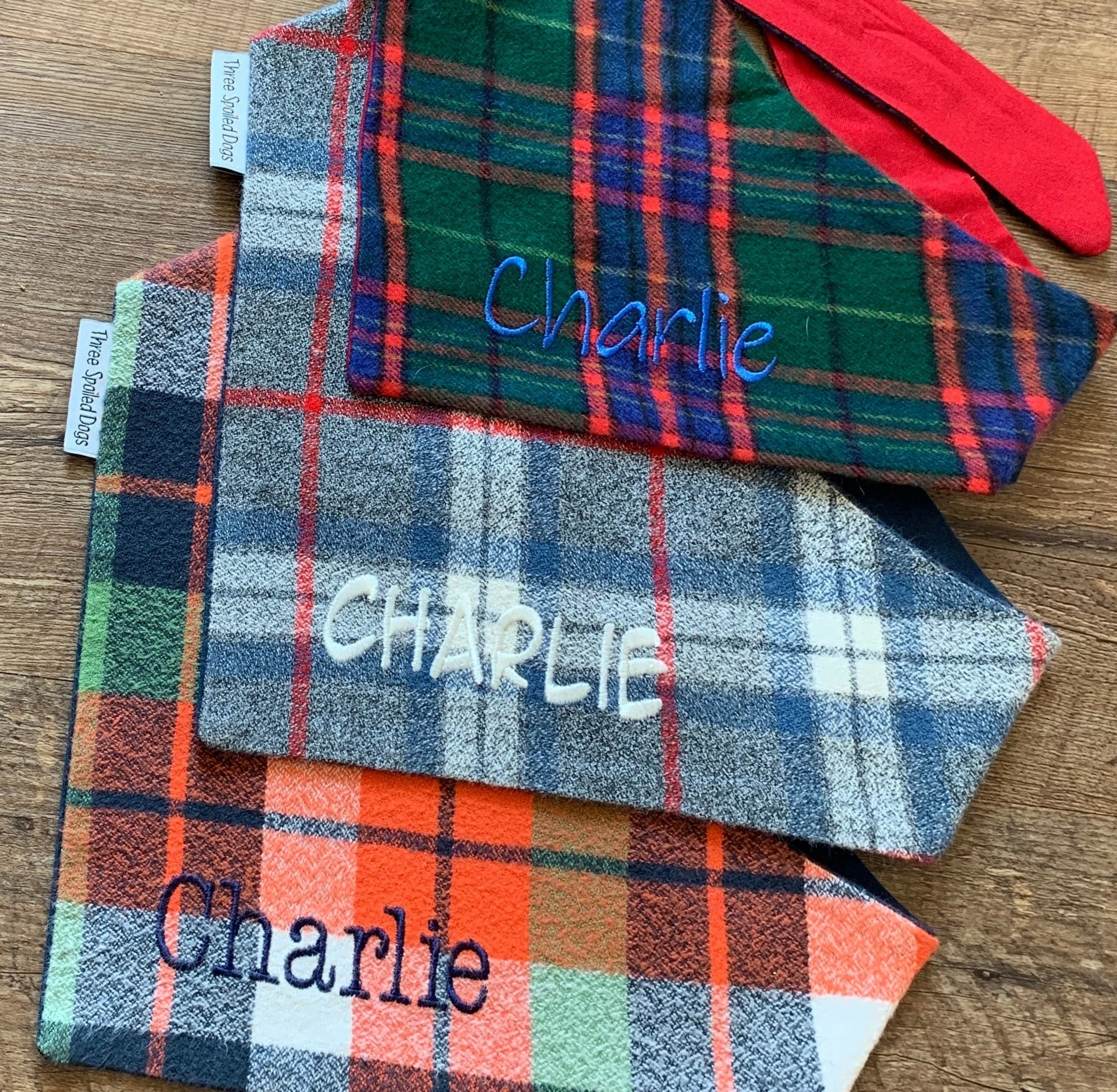 Personalized Flannel Dog Bandanas