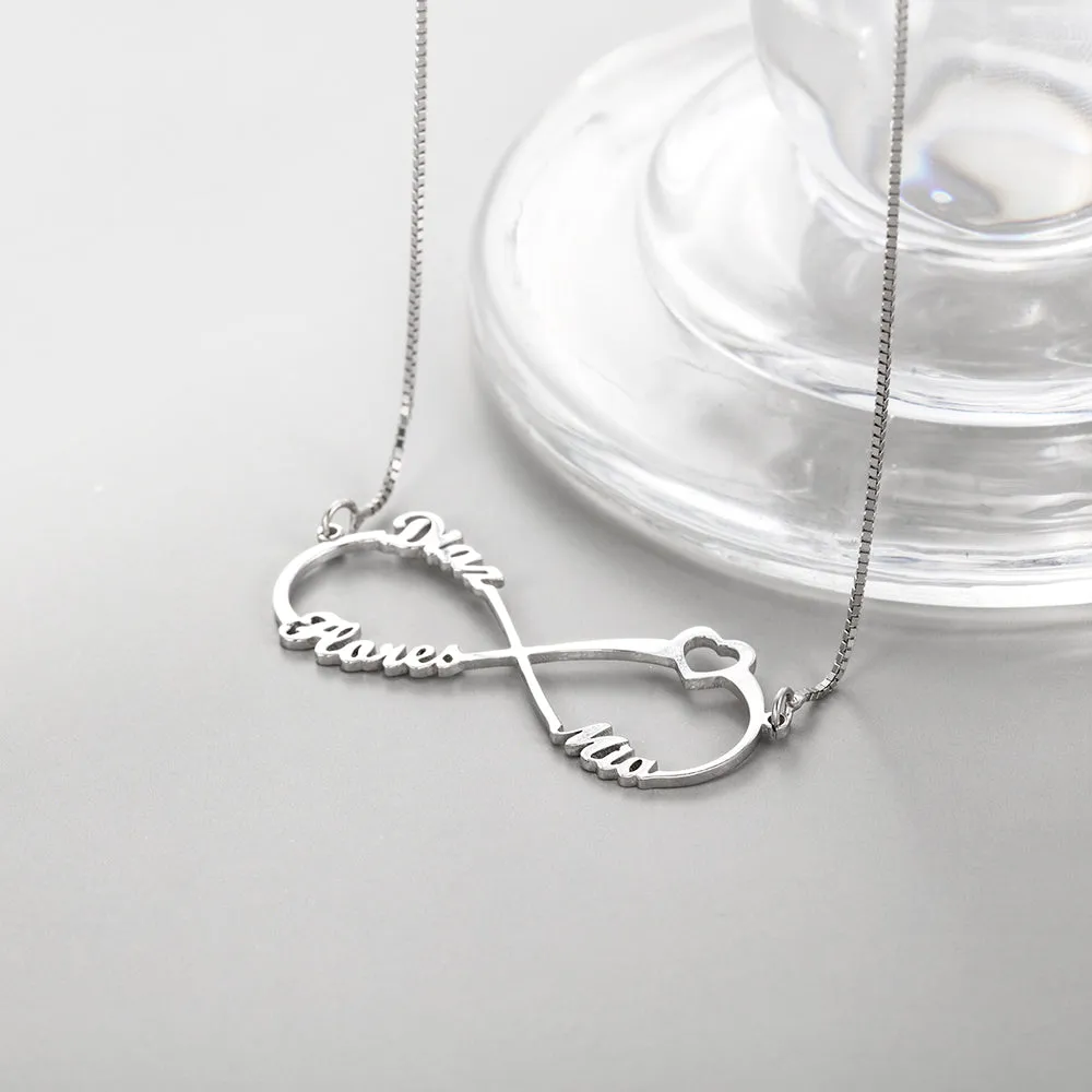 Personalized Infinity Heart Name Necklace 3 Cut Out Names