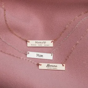 Personalized Mothers Bar Necklace