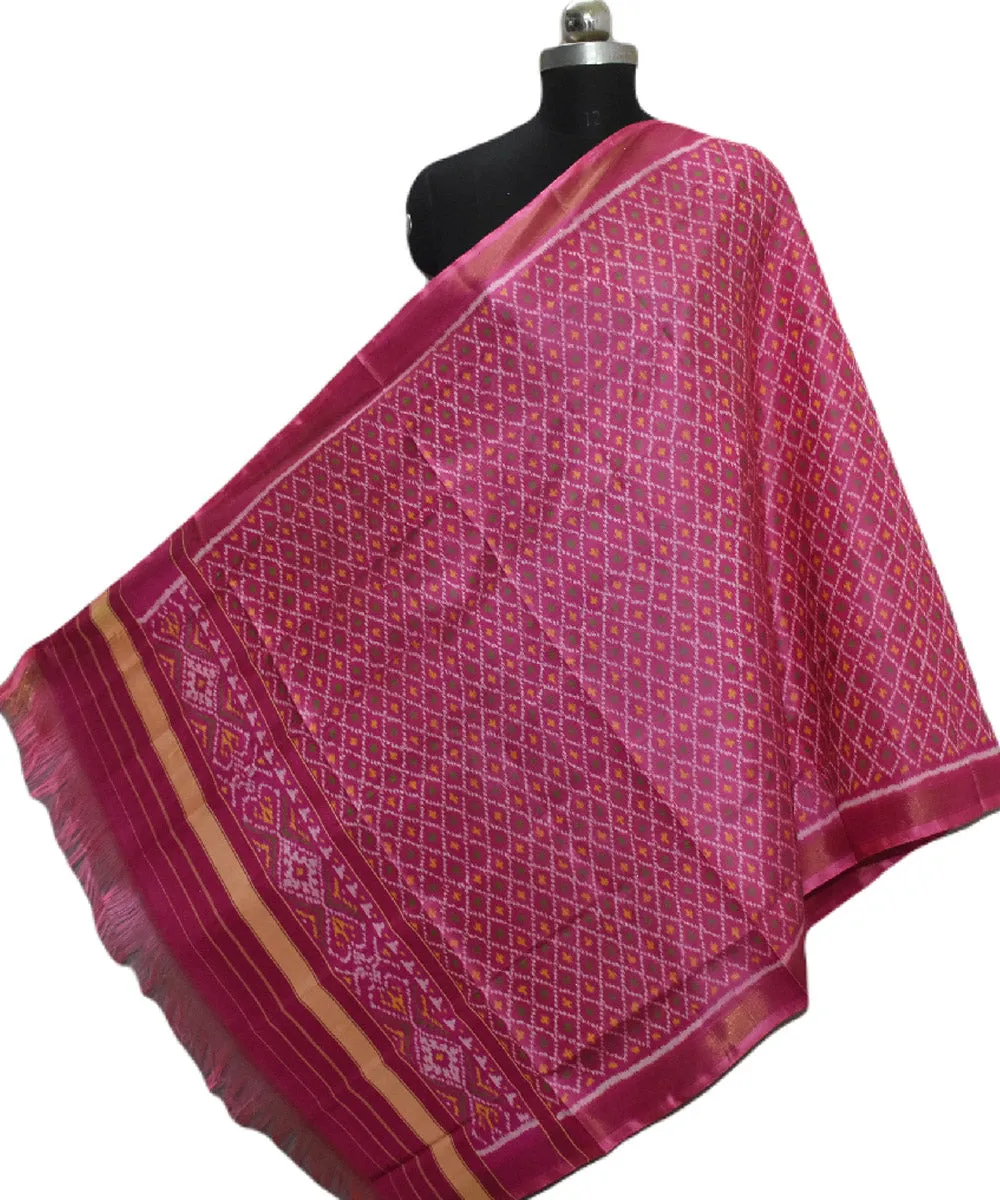 Pink handloom silk patola dupatta