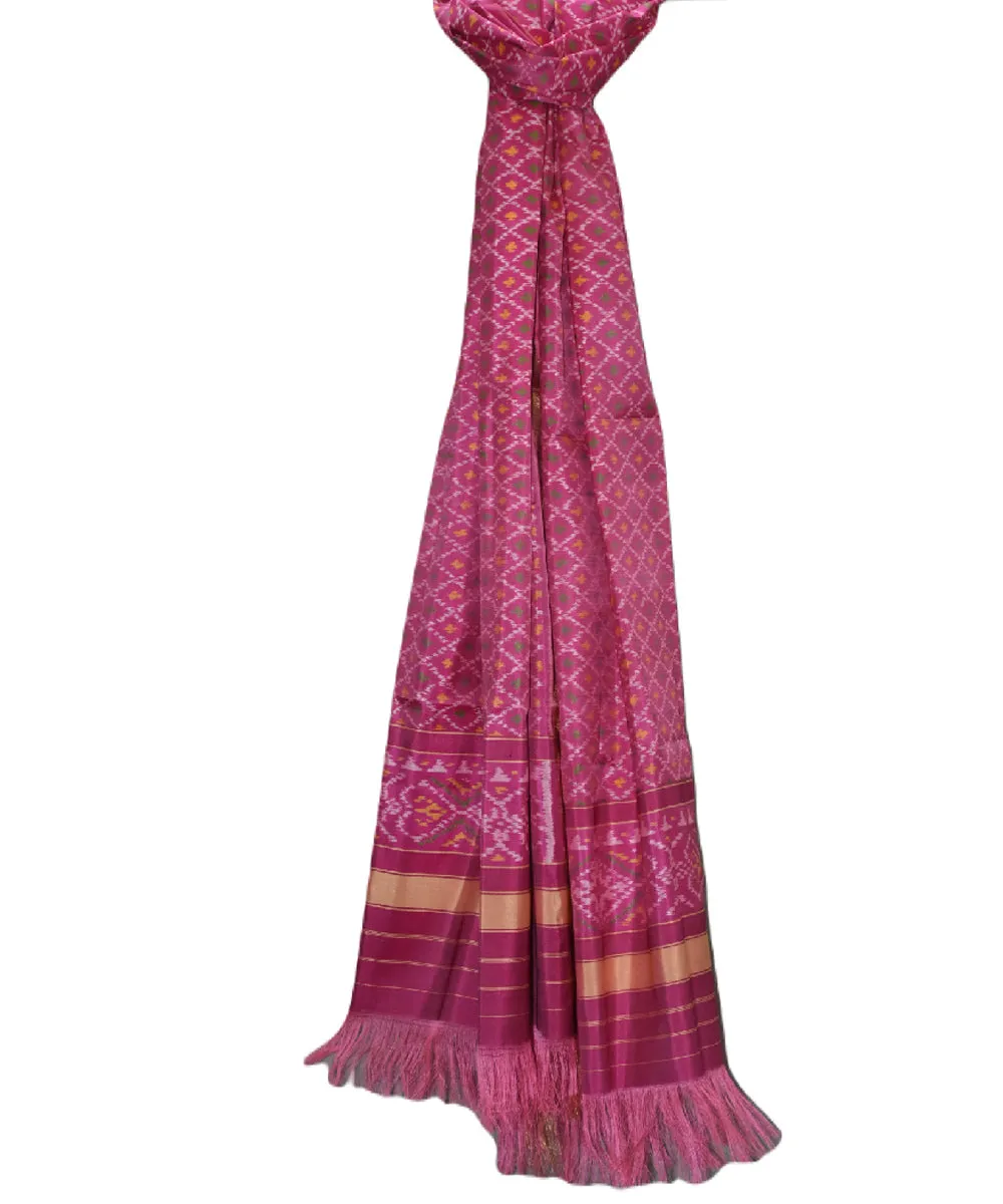 Pink handloom silk patola dupatta