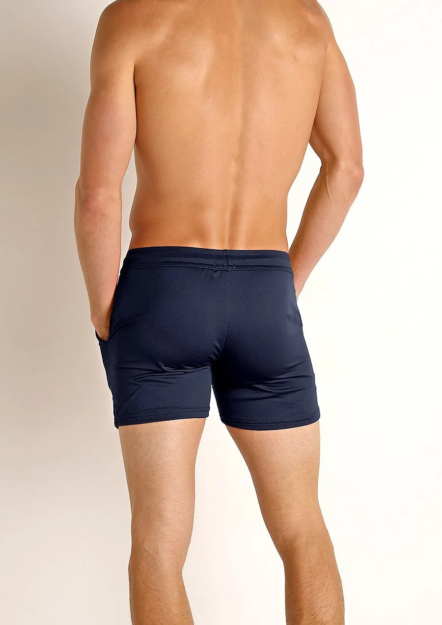 Pique Mesh Performance 5 Workout Shorts (Navy)