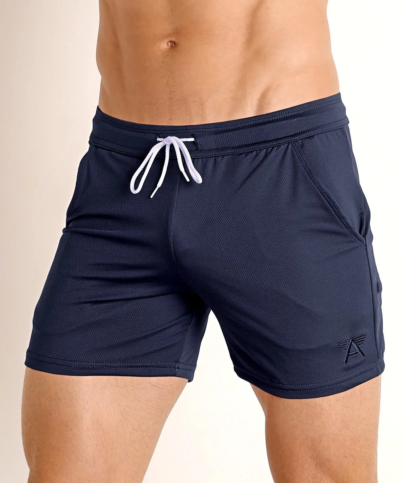 Pique Mesh Performance 5 Workout Shorts (Navy)