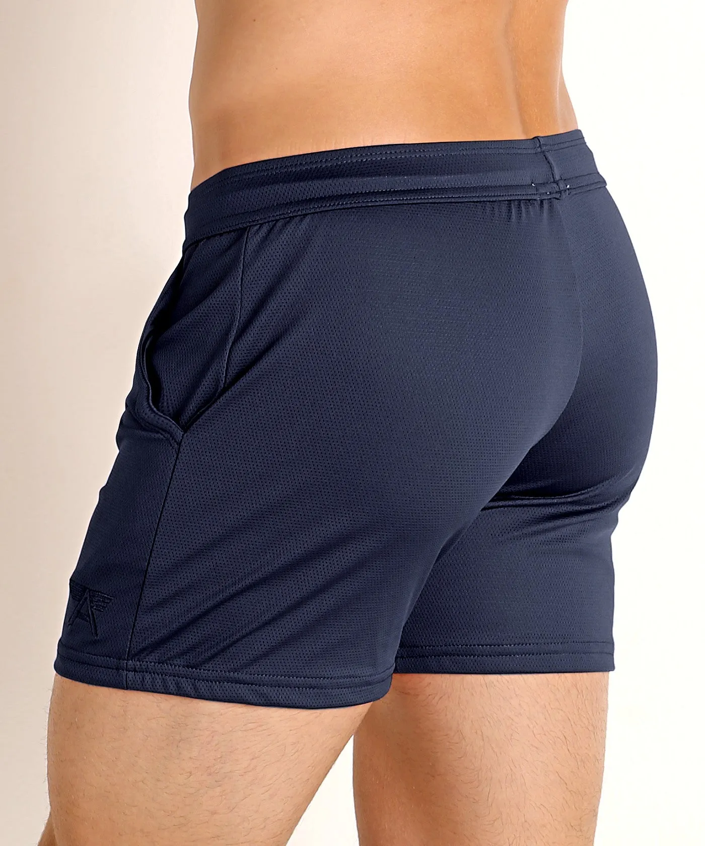 Pique Mesh Performance 5 Workout Shorts (Navy)