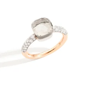 Pomellato - Nudo Petit - Ring with White Topaz and Diamonds, 18k Rose and White Gold