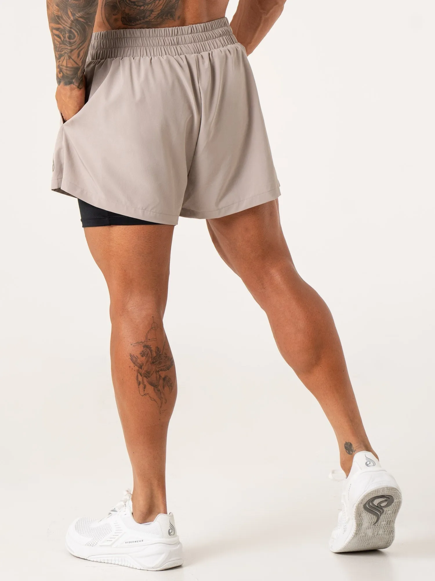 Pursuit 2 In 1 Training Shorts - Taupe