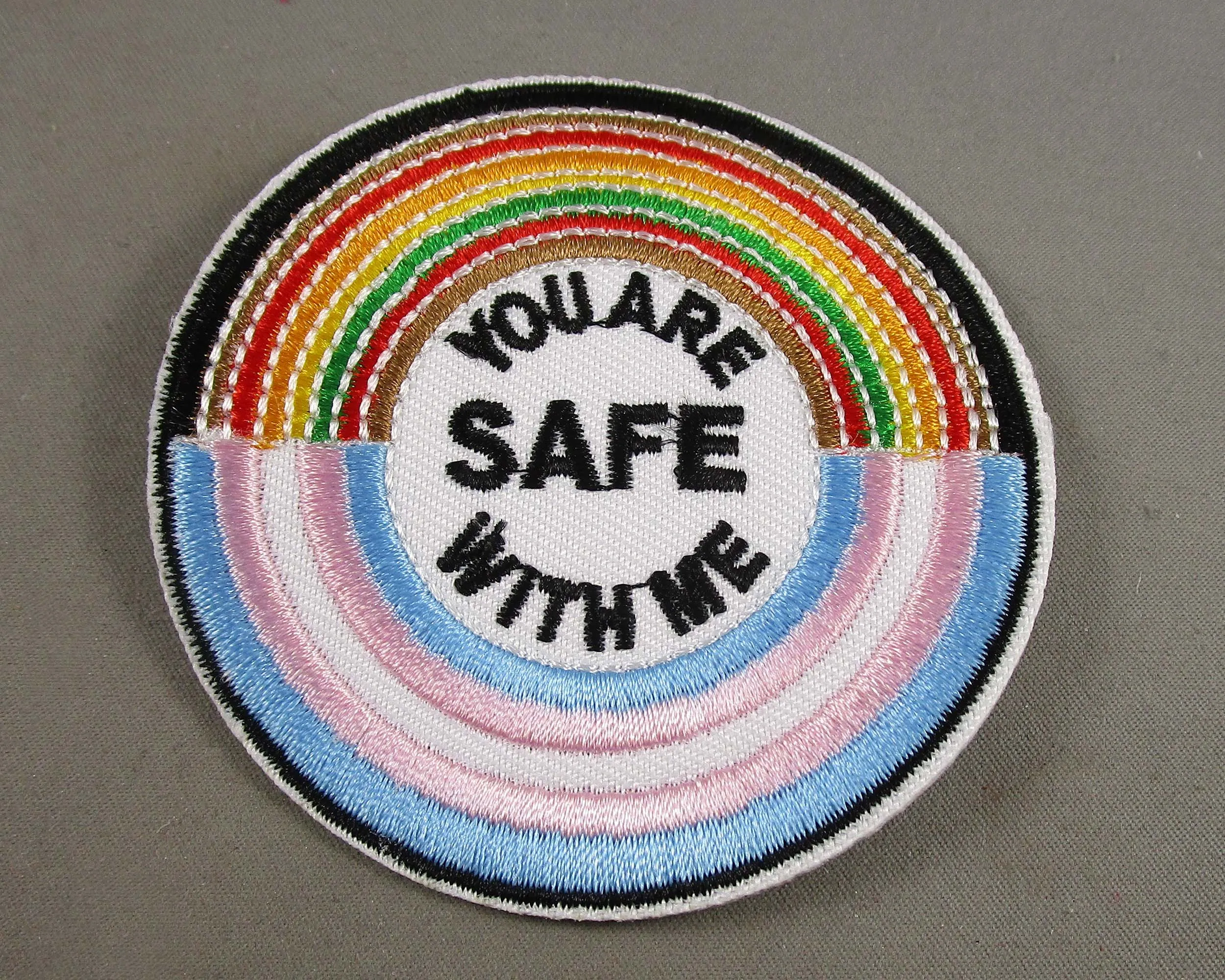 "You are Safe With Me" Rainbow Iron on Patch 1pc J257