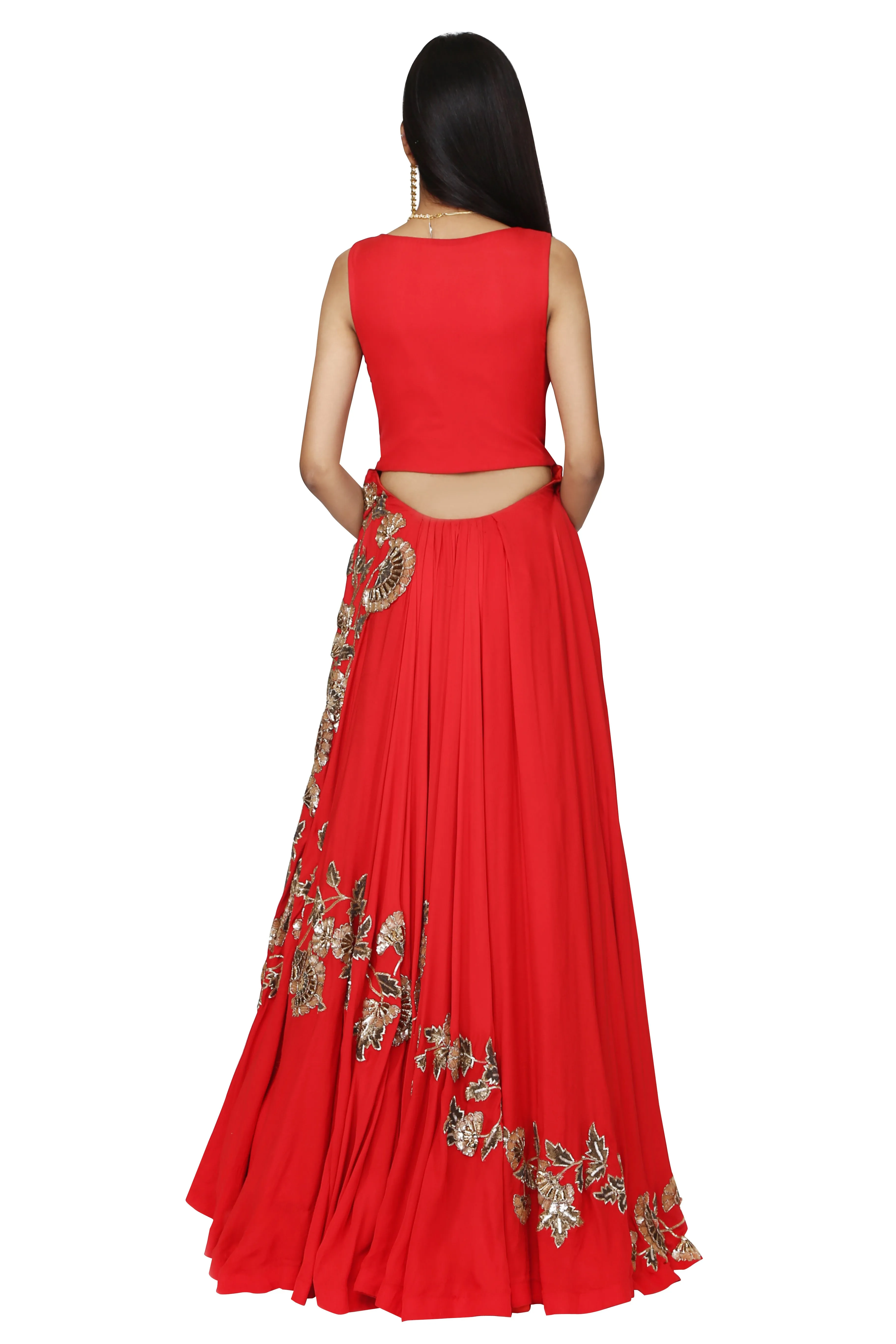 Red ruby gown.