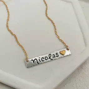 Script Name Bar Necklace