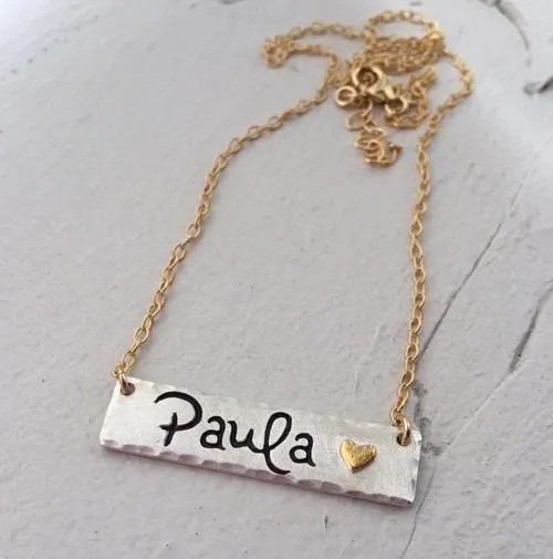 Script Name Bar Necklace