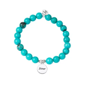 Sister | Stone Beaded Charm Bracelet | Turquoise