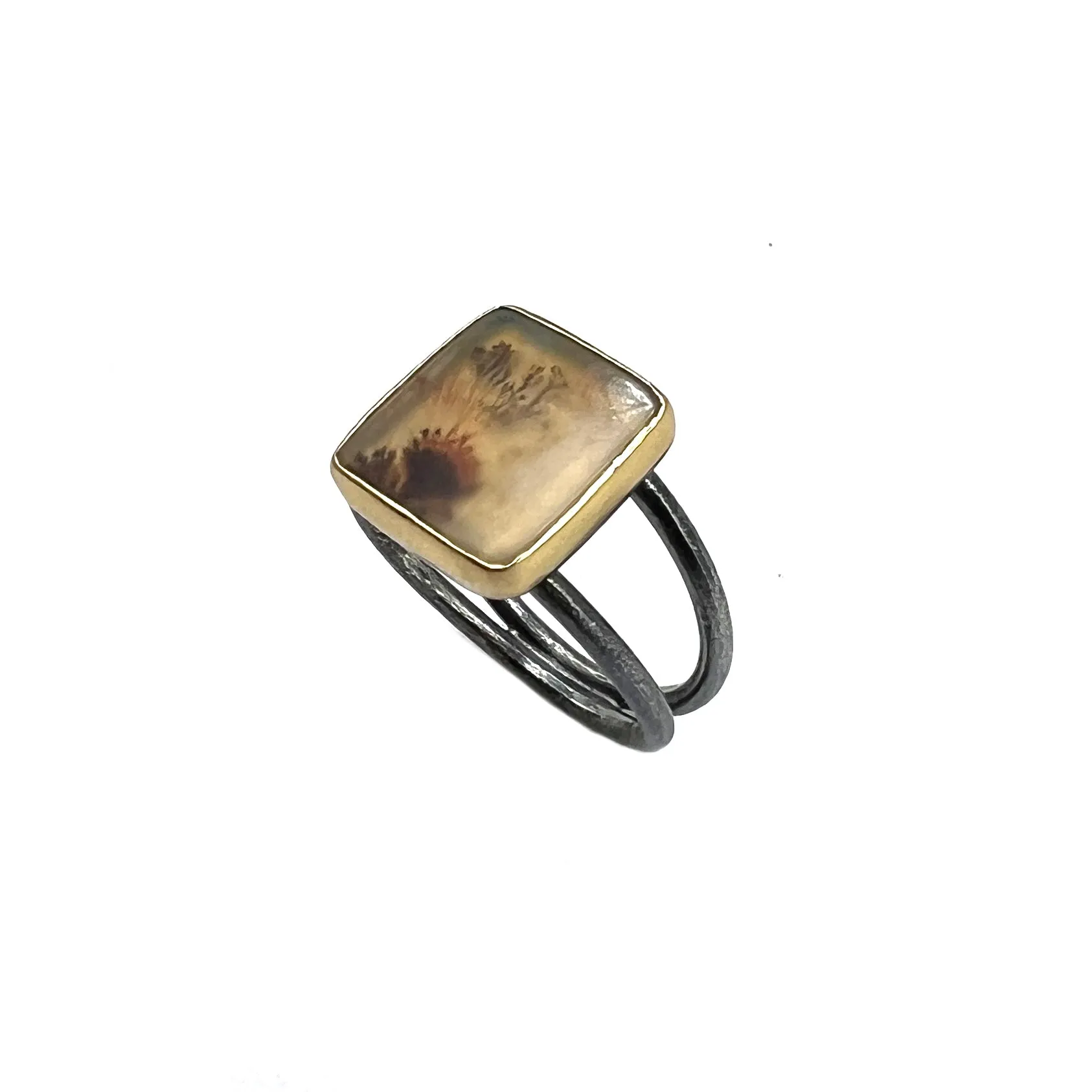 Square Dendritic Agate Ring