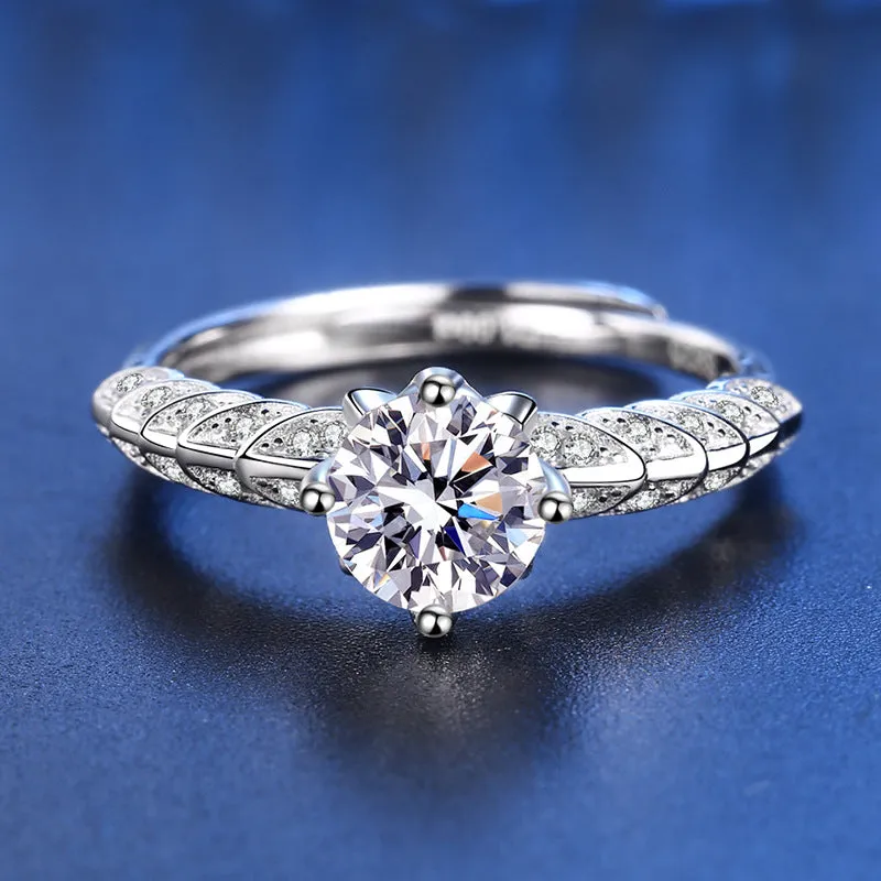 Sterling Silver Court Moissanite Ring